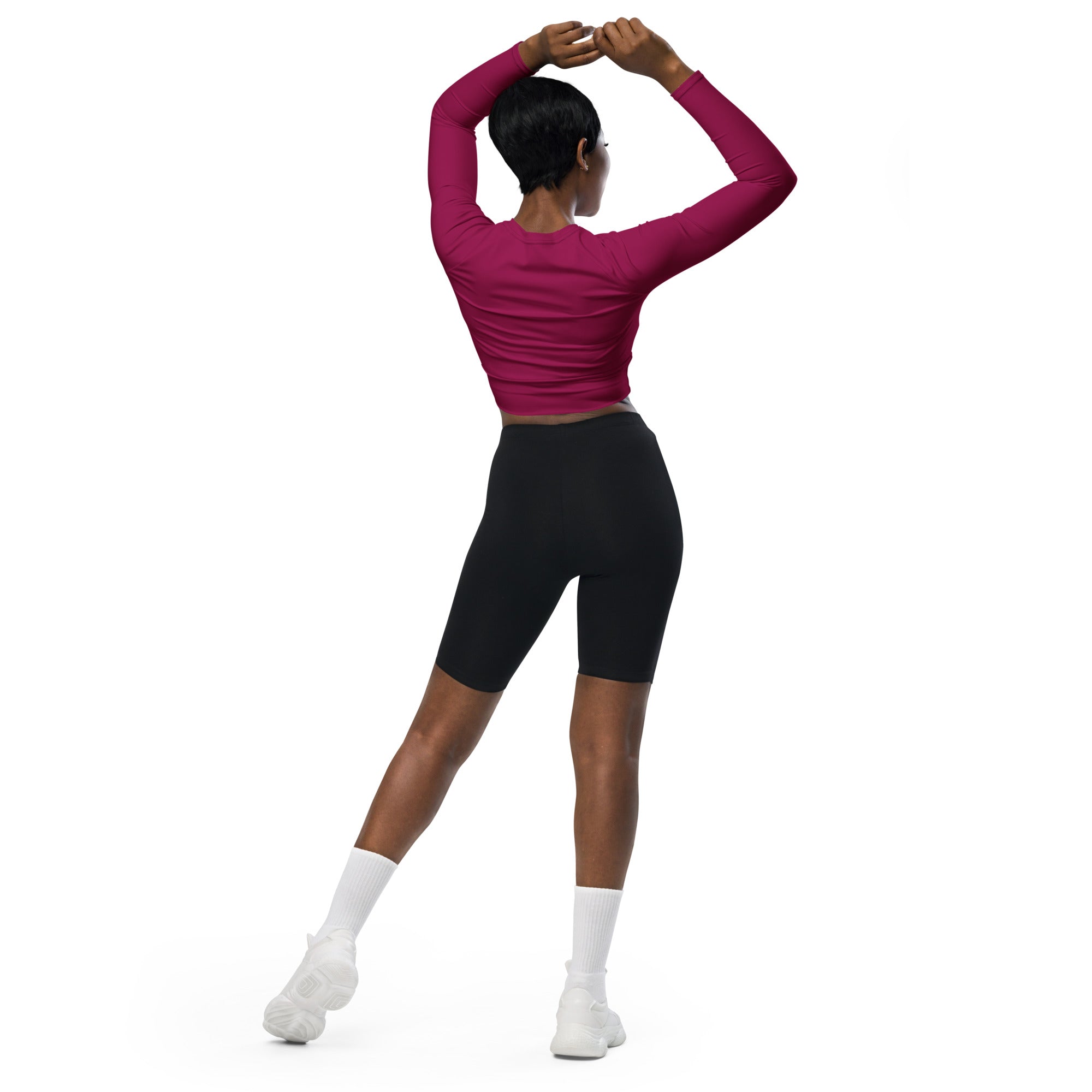 Women's Deep Magenta Long Sleeve Performance Crop Top