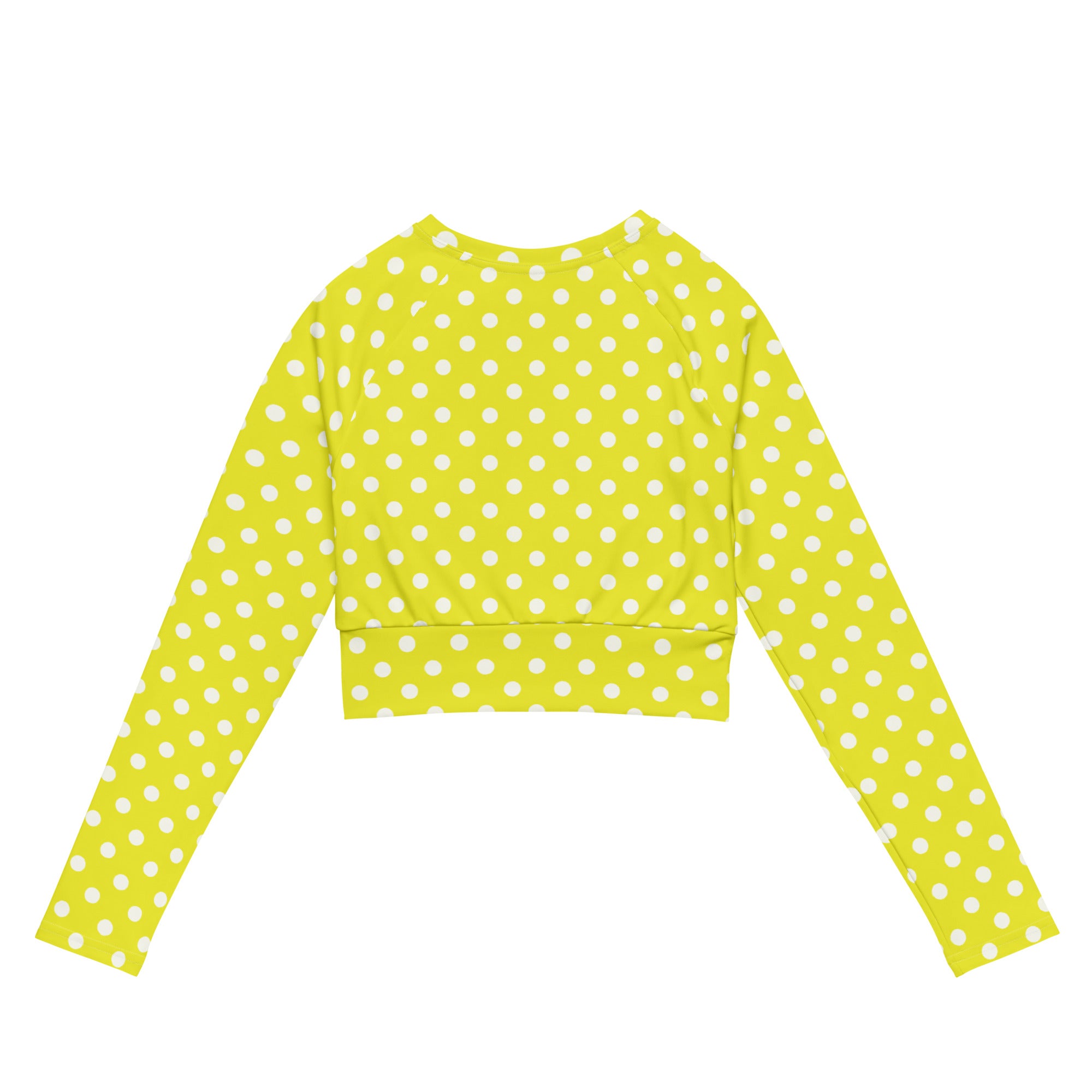 Women's Yellow Polka Dot Long Sleeve Performance Crop Top