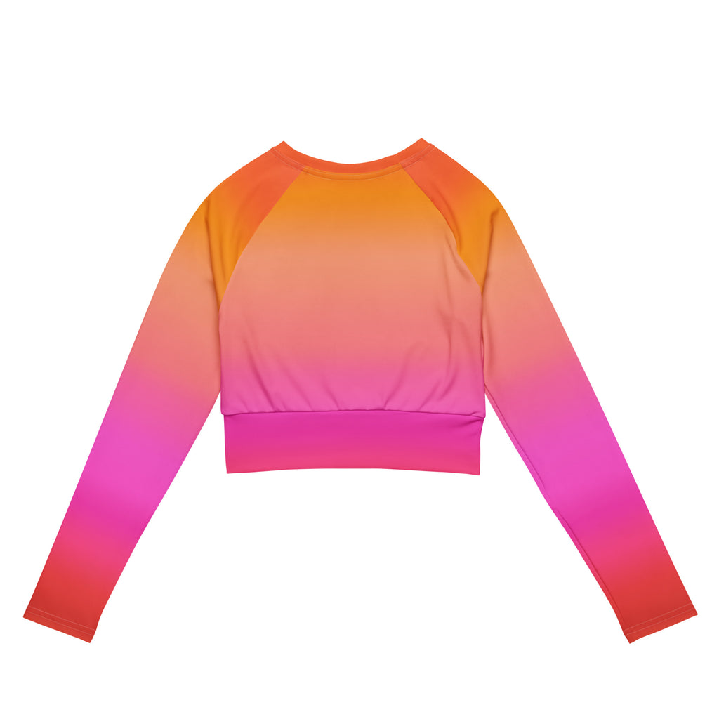 Women's Sunset Ombre Long Sleeve Performance Crop Top