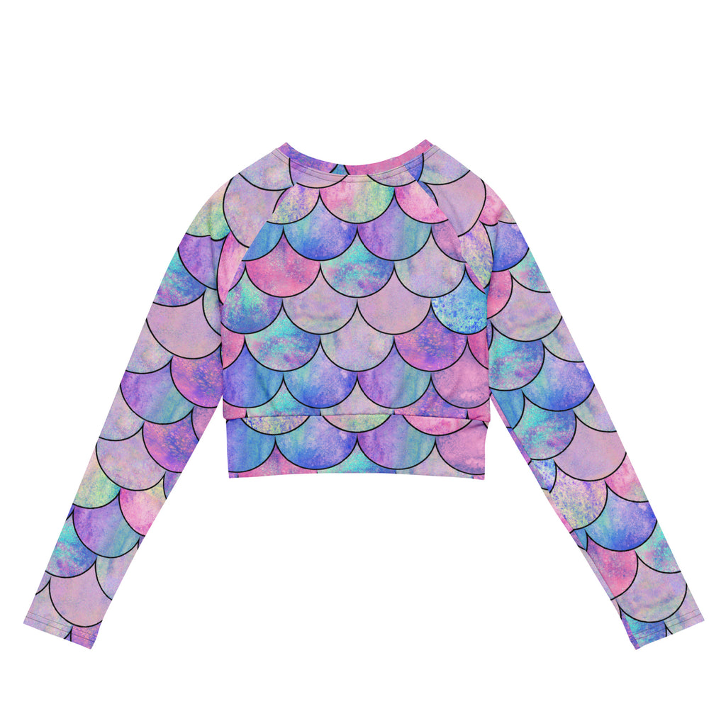 Women's Pastel Mermaid Long Sleeve Performance Crop Top