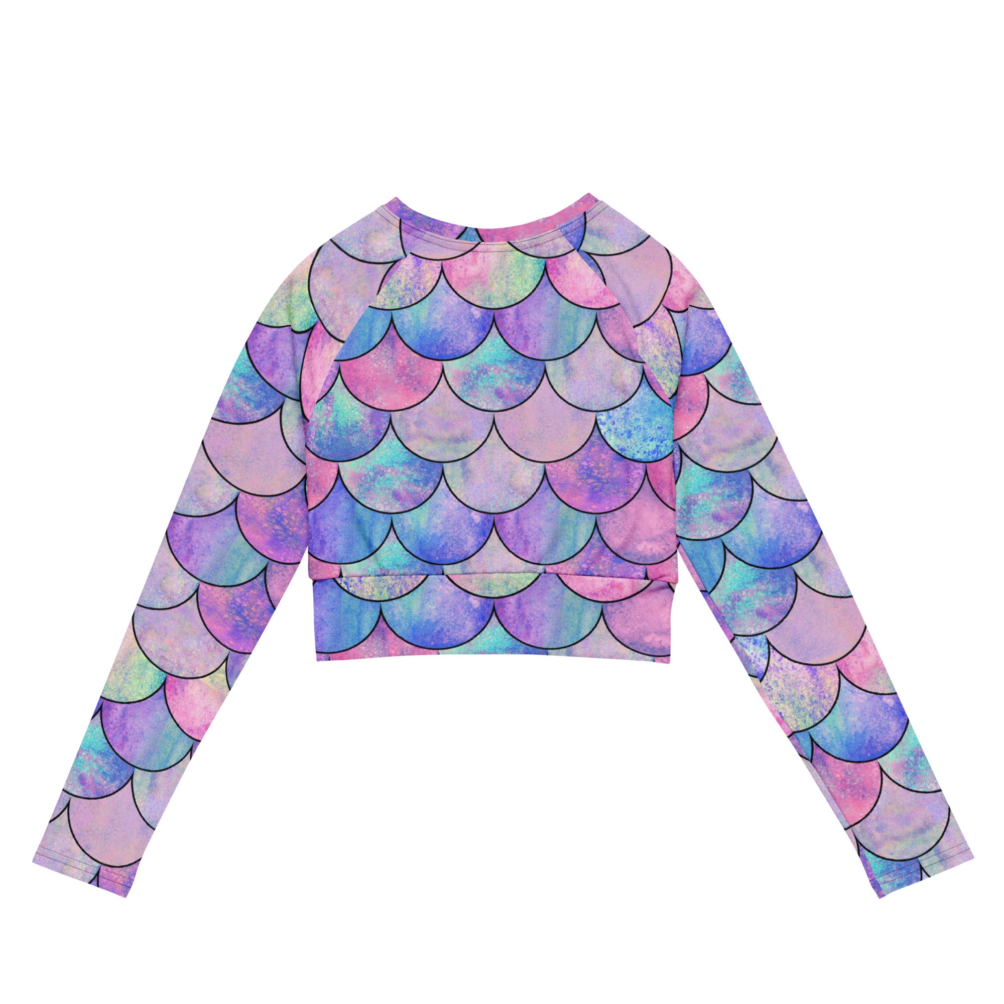 Women's Pastel Mermaid Long Sleeve Performance Crop Top