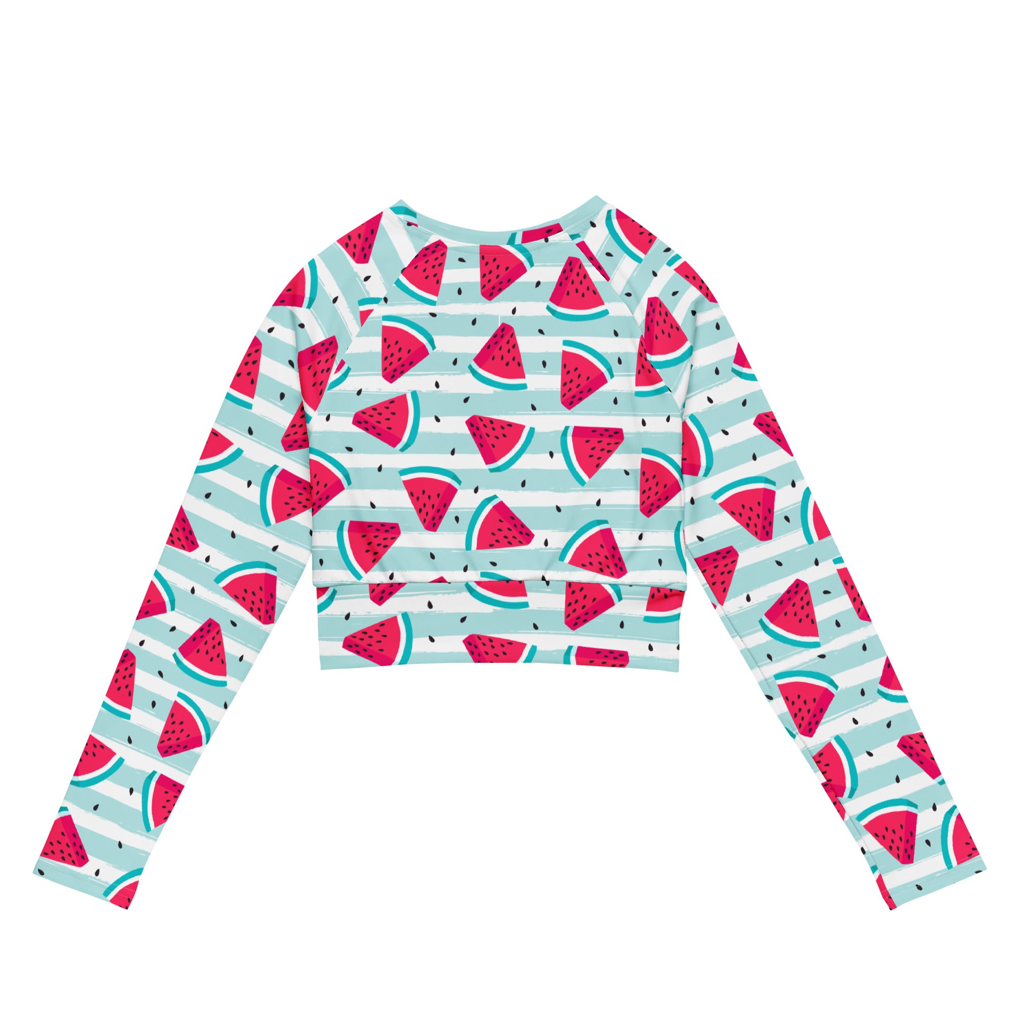 Women's Striped Watermelon Long Sleeve Performance Crop Top