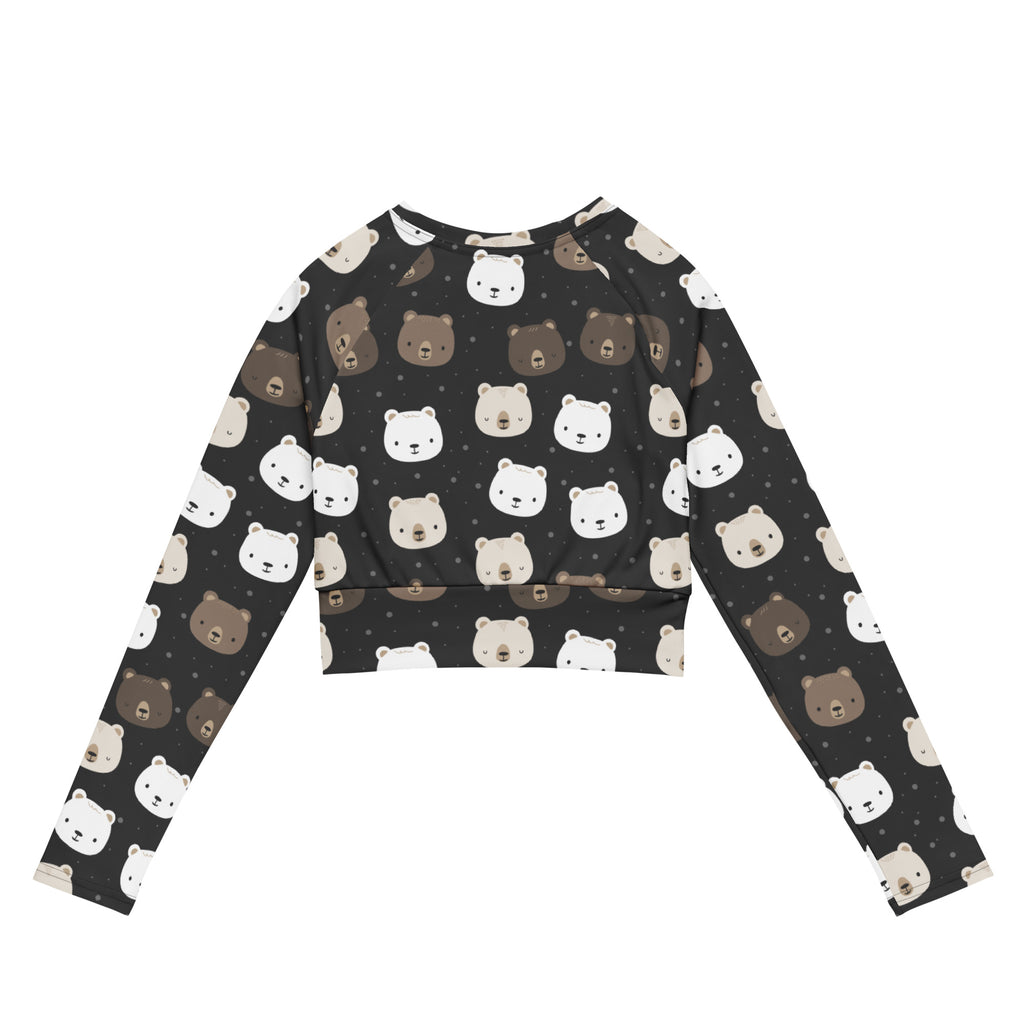 Women's Cute Bear Long Sleeve Performance Crop Top