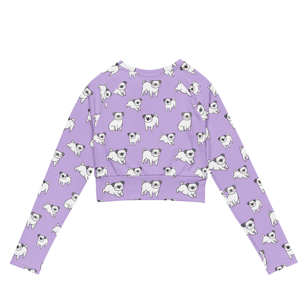 Women's Purple Pug Long Sleeve Performance Crop Top