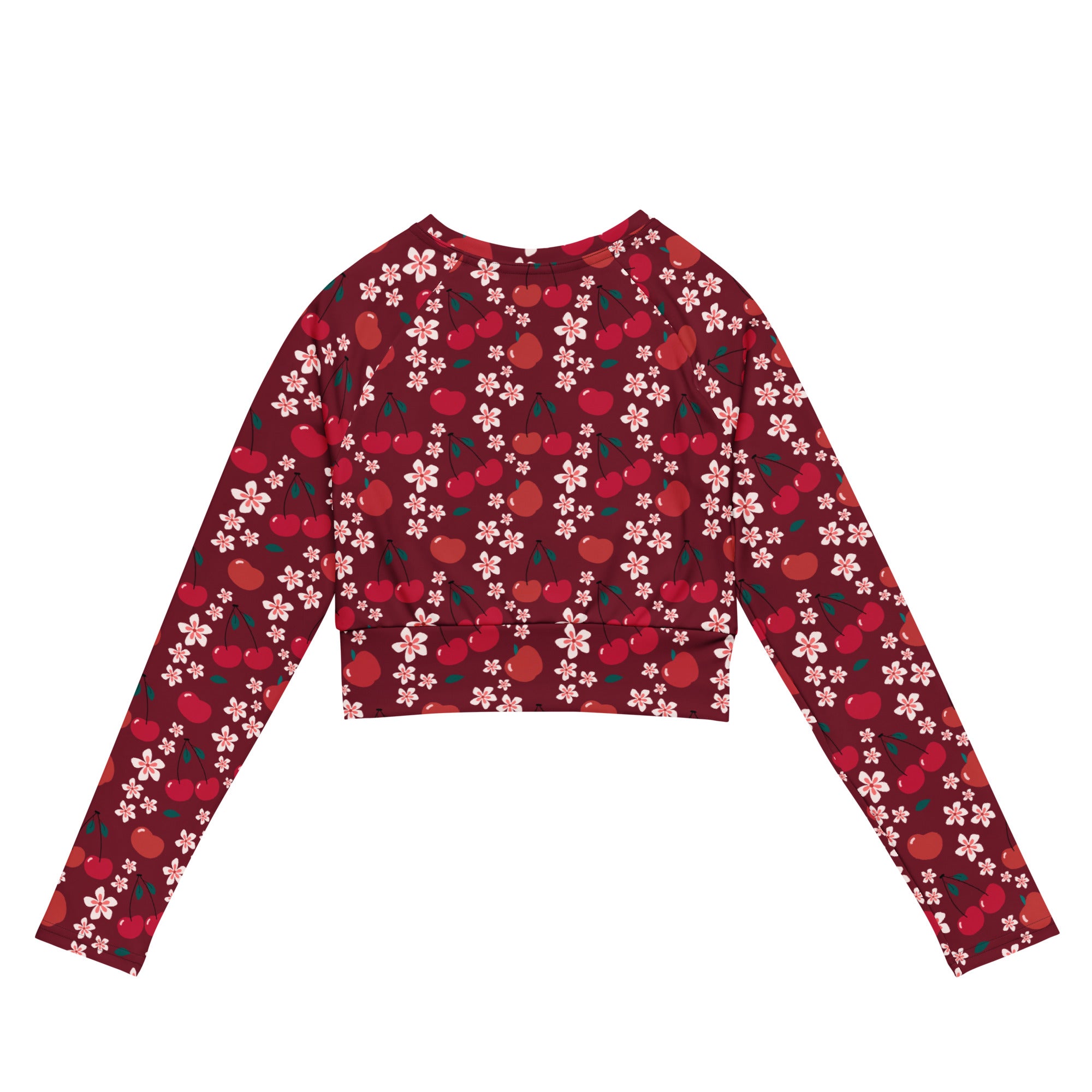 Women's Cherry Blossom Long Sleeve Performance Crop Top