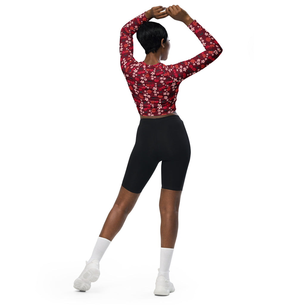 Women's Cherry Blossom Long Sleeve Performance Crop Top