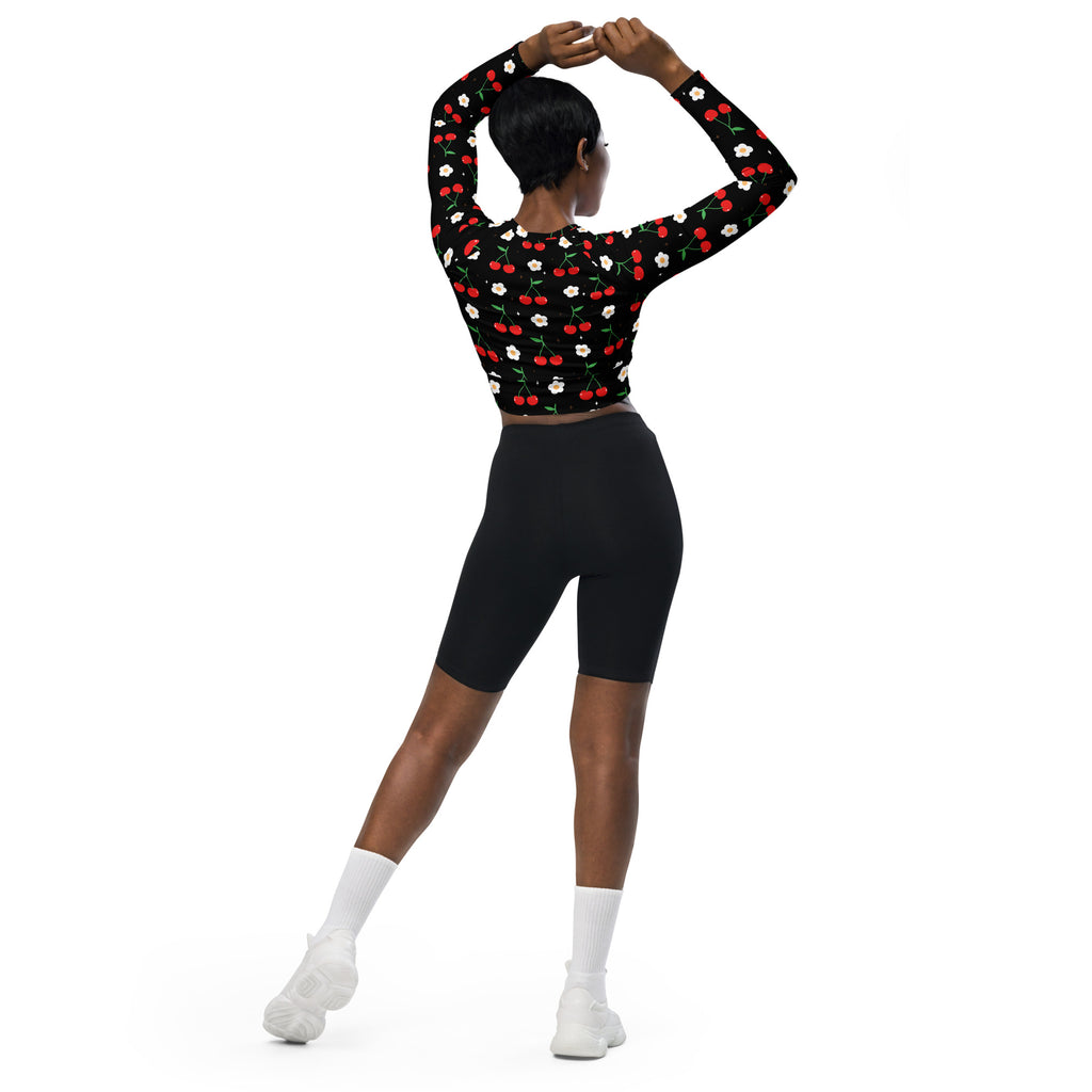 Women's Black Cherry Long Sleeve Performance Crop Top