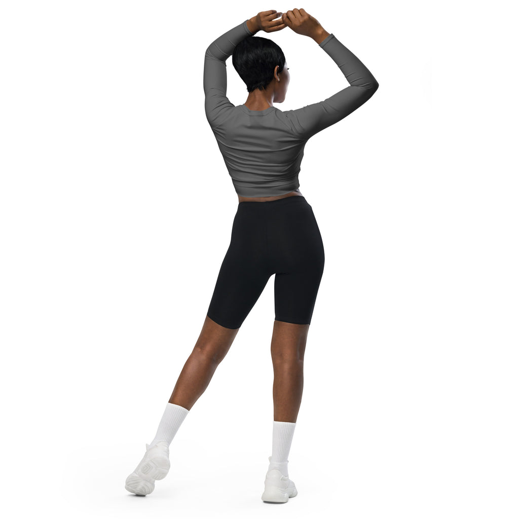 Women's Gray Long Sleeve Performance Crop Top