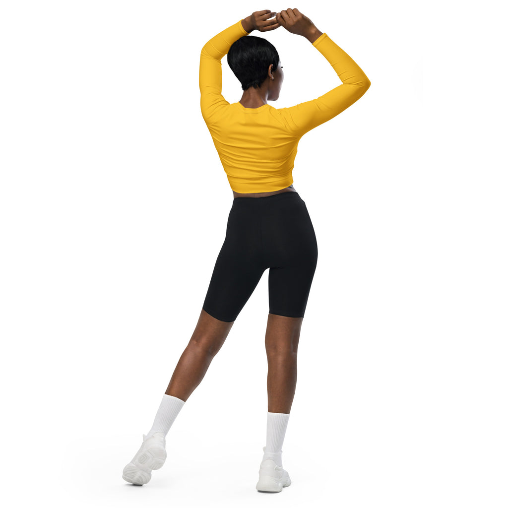 Women's Yellow Long Sleeve Performance Crop Top