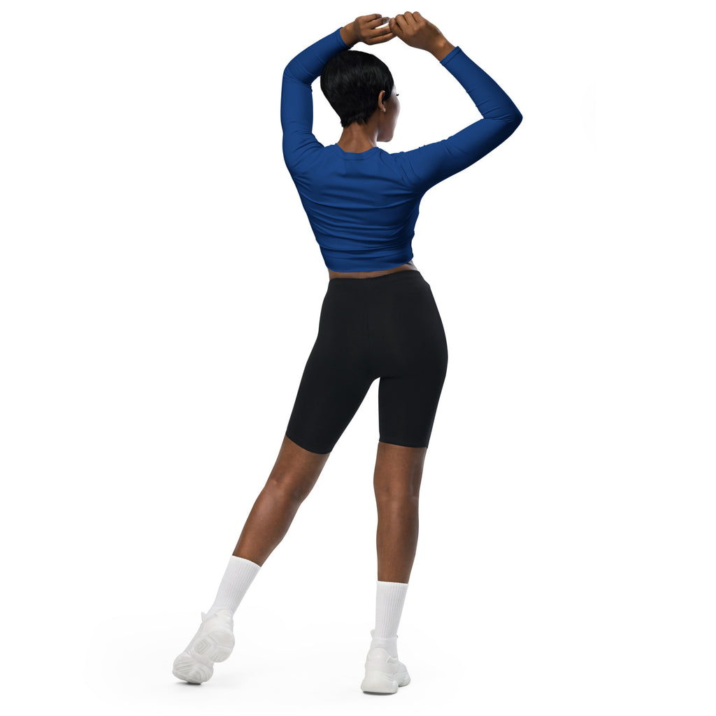 Women's Royal Blue Long Sleeve Performance Crop Top