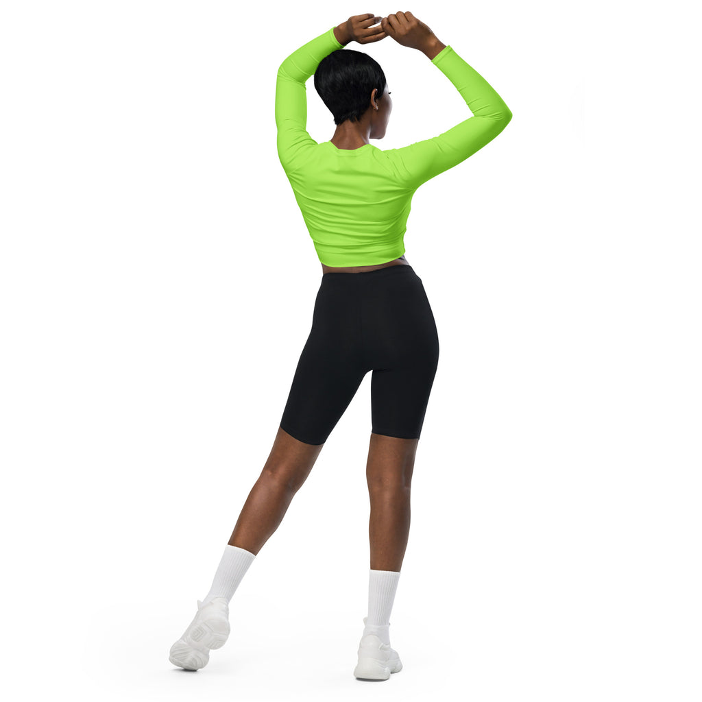 Women's Neon Green Long Sleeve Performance Crop Top