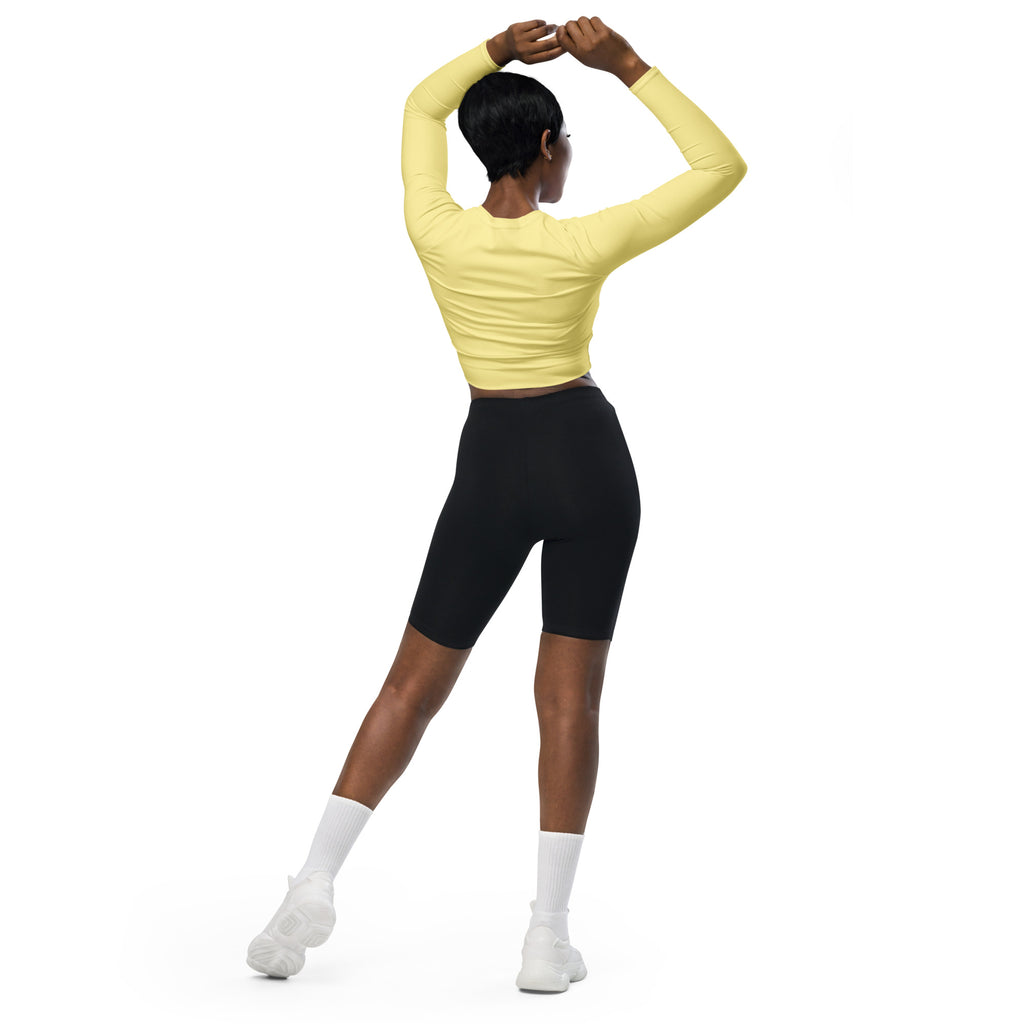 Women's Light Yellow Long Sleeve Performance Crop Top