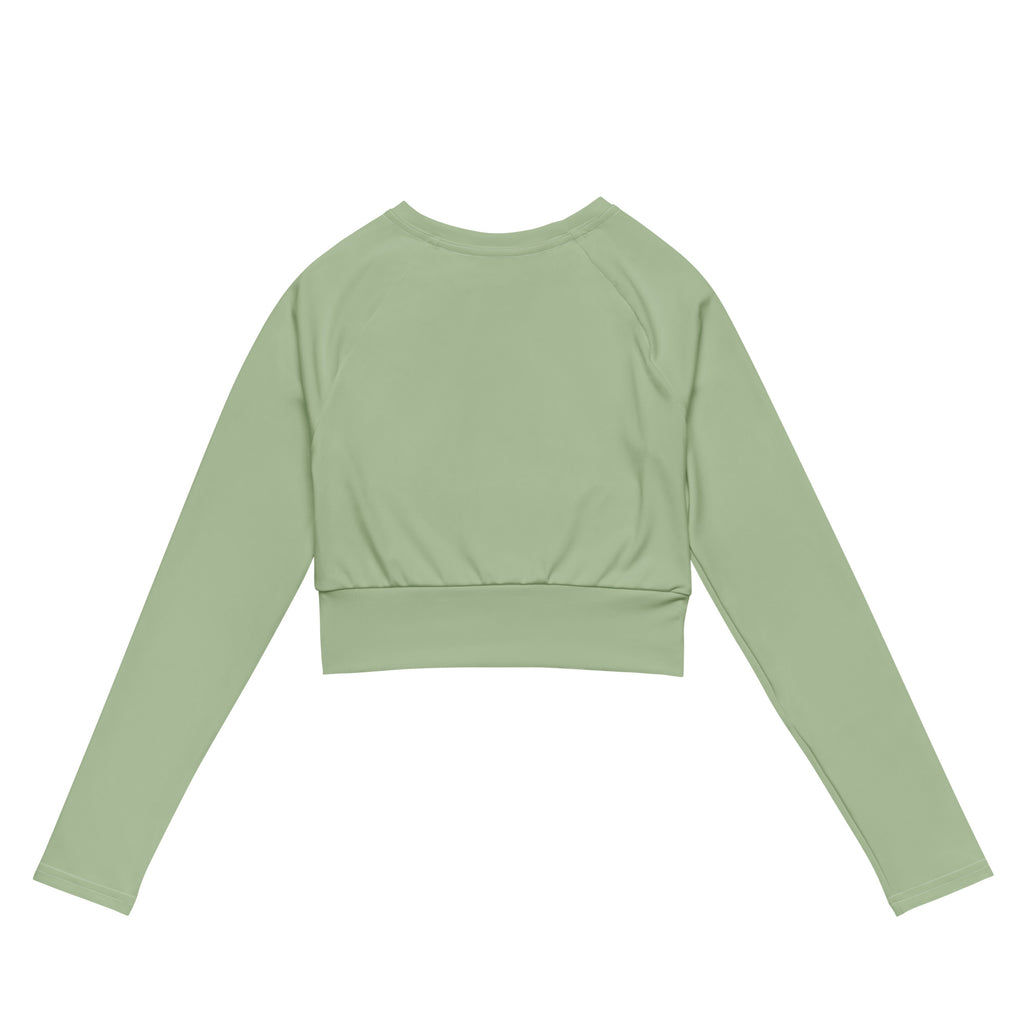 Women's Sage Green Long Sleeve Performance Crop Top