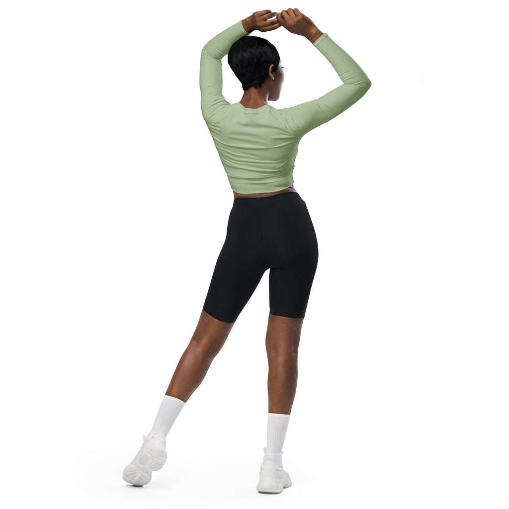 Women's Sage Green Long Sleeve Performance Crop Top