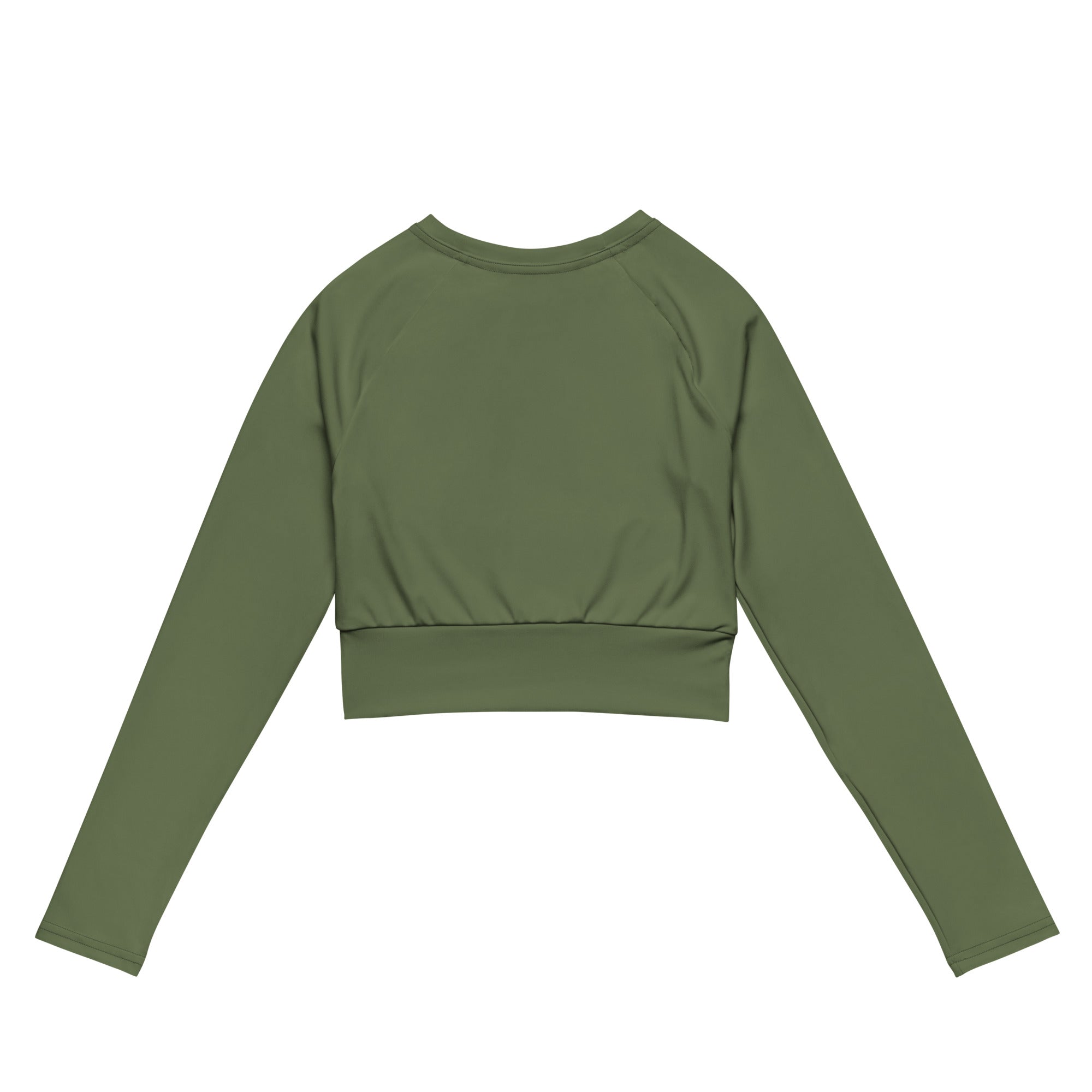 Women's Dark Olive Green Long Sleeve Performance Crop Top