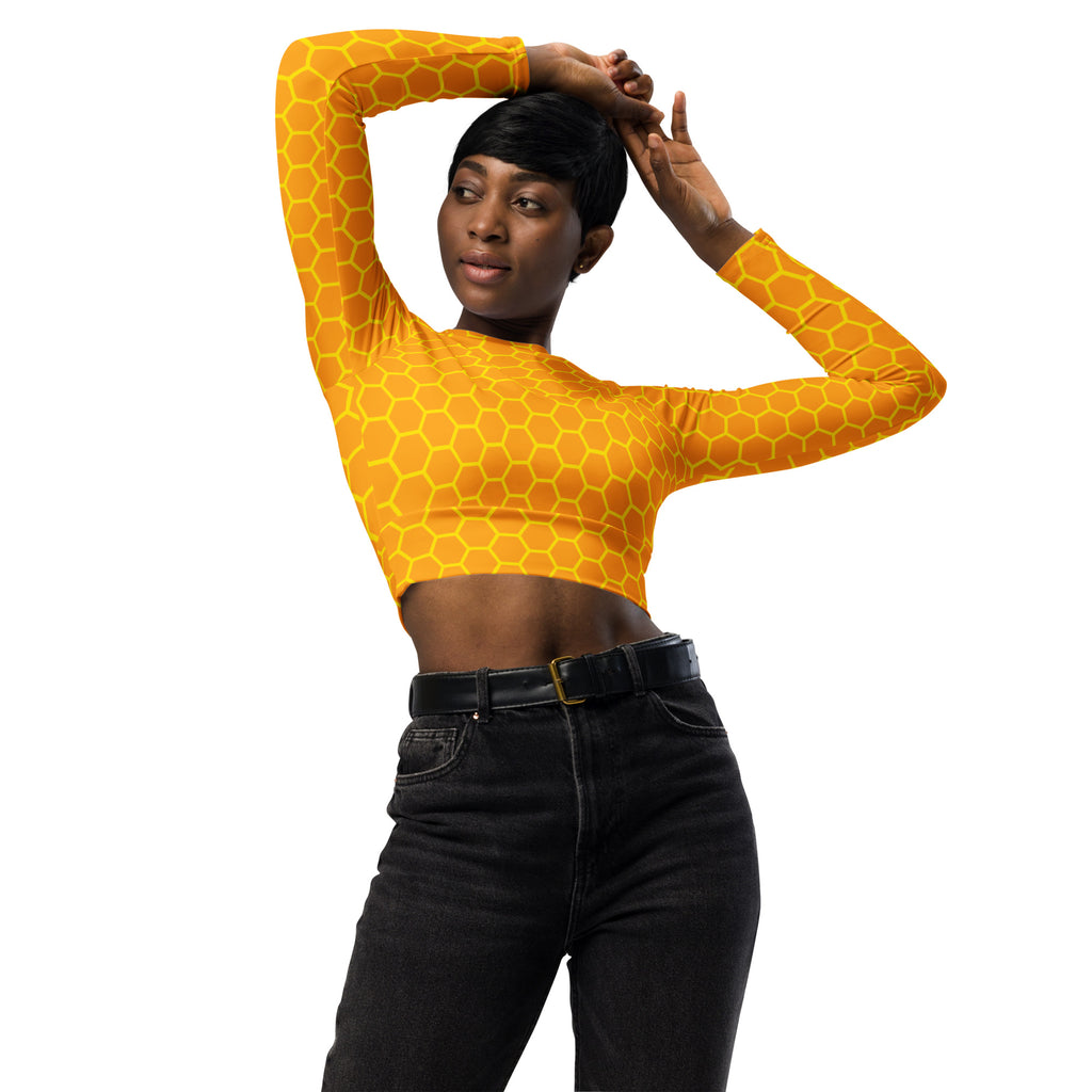Women's Honeycomb Long Sleeve Performance Crop Top