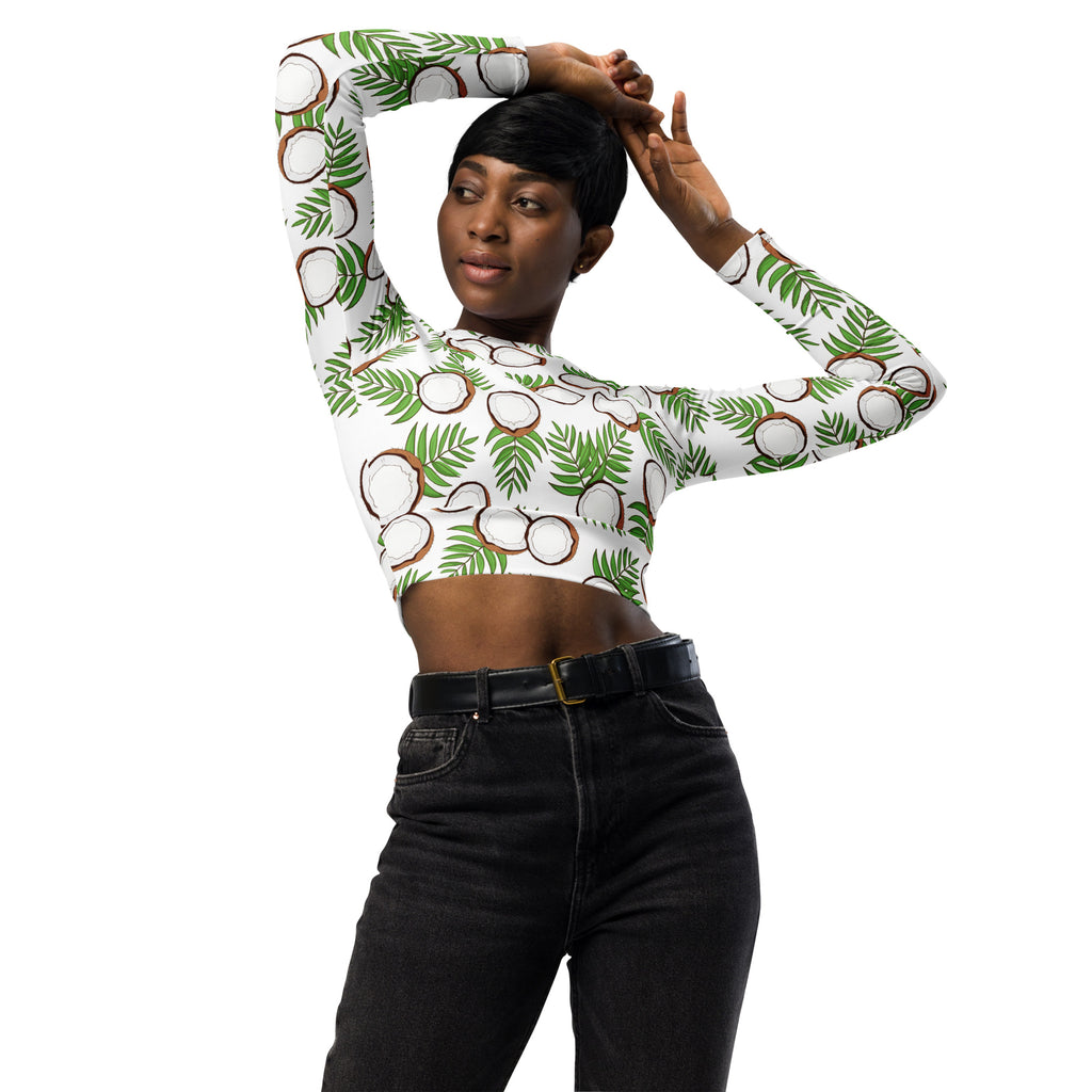 Women's Coconut Palm Long Sleeve Performance Crop Top