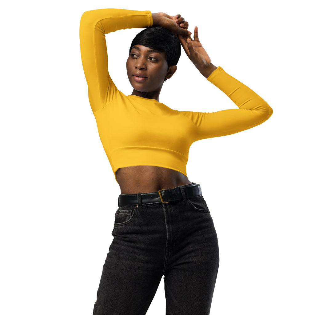 Women's Yellow Long Sleeve Performance Crop Top