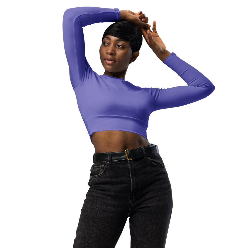 Women's Purple Long Sleeve Performance Crop Top