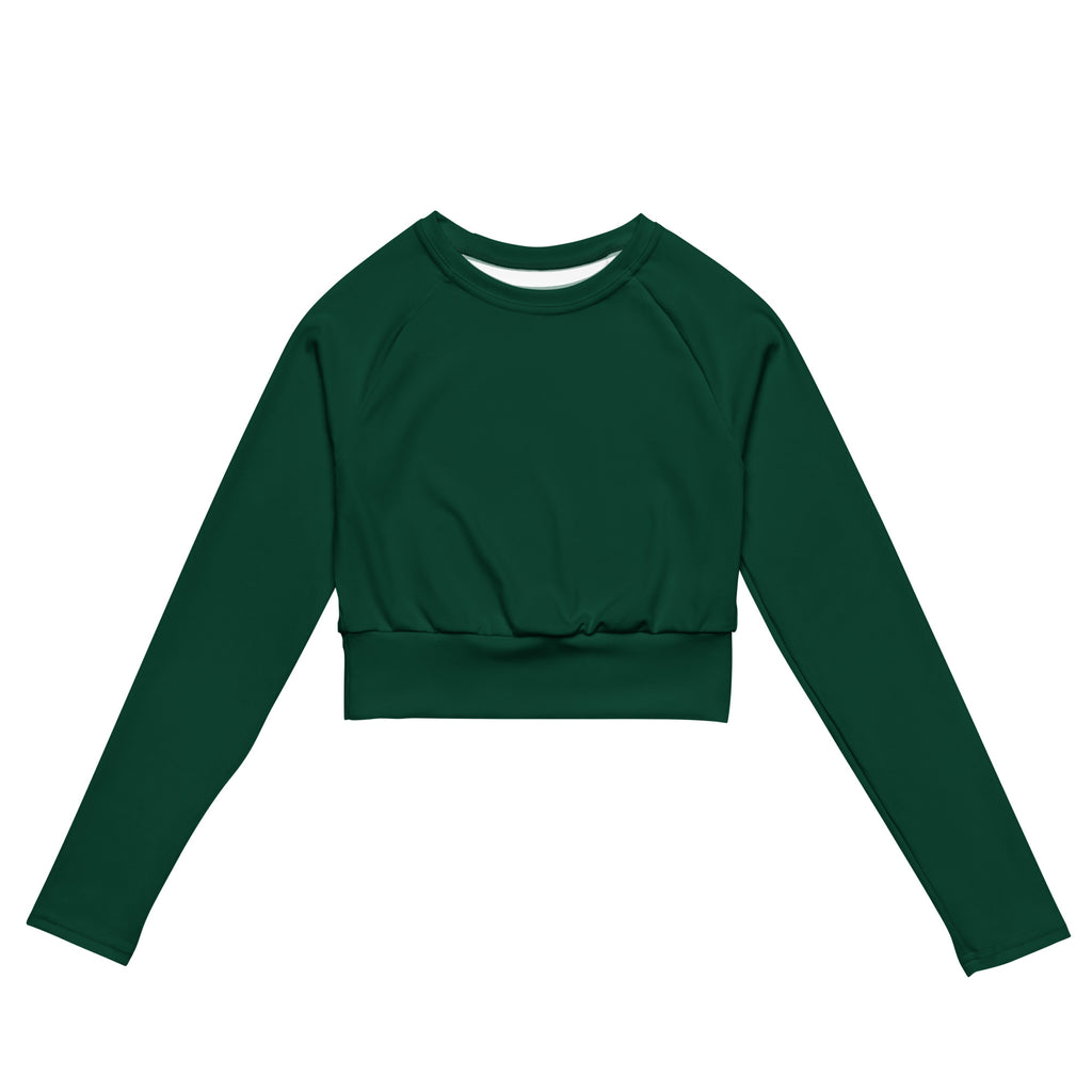Women's Dark Green Long Sleeve Performance Crop Top