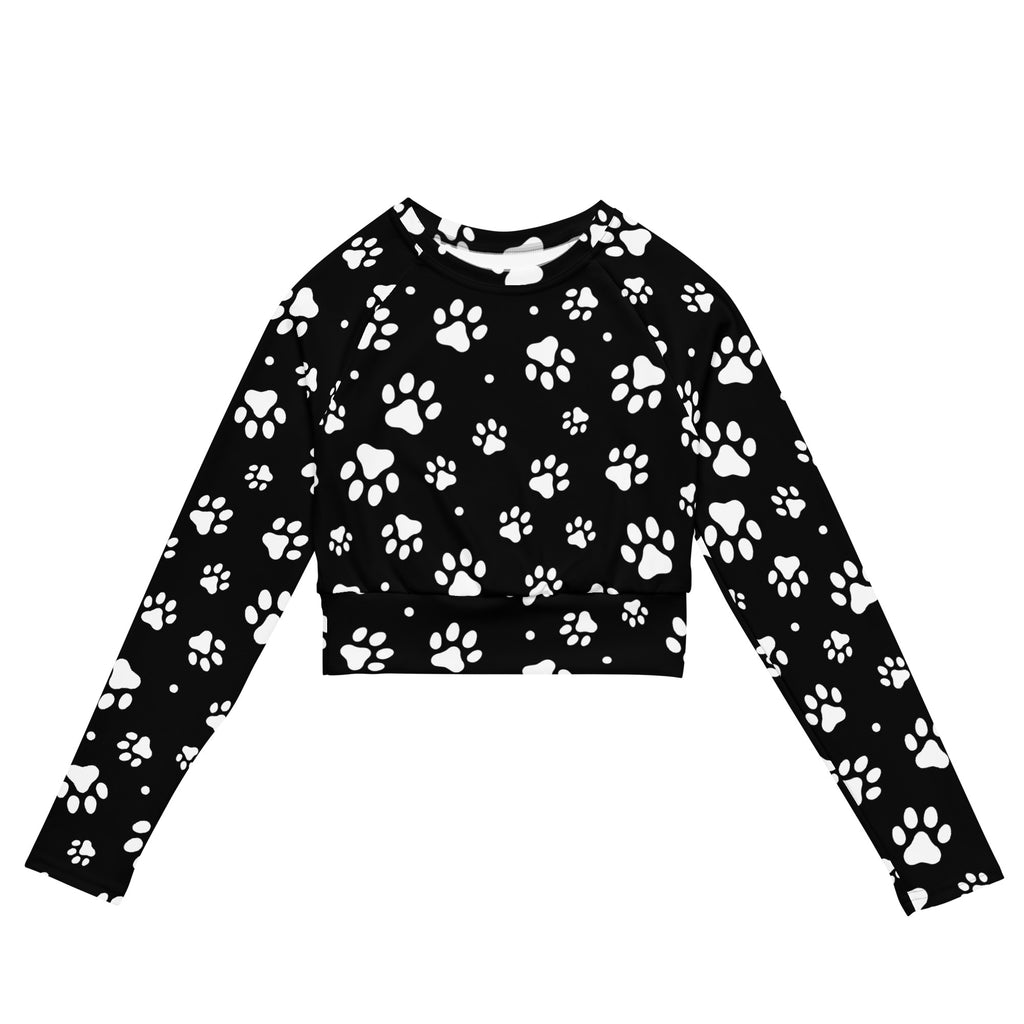 Women's Paw Print Long Sleeve Performance Crop Top