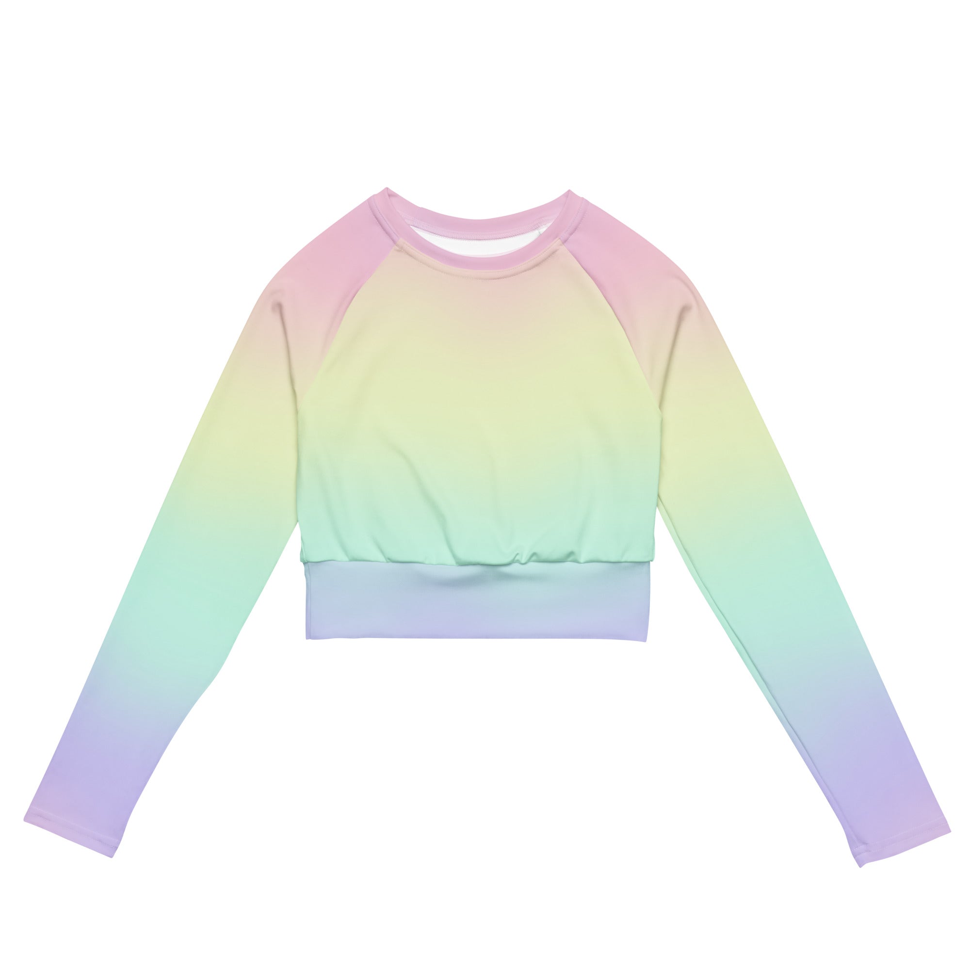 Women's Pastel Rainbow Long Sleeve Performance Crop Top