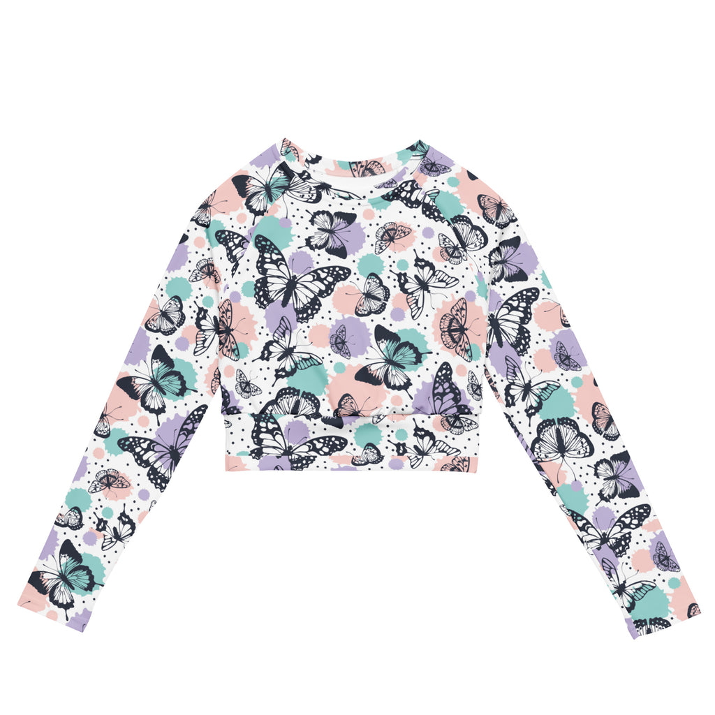 Women's Butterfly Long Sleeve Performance Crop Top