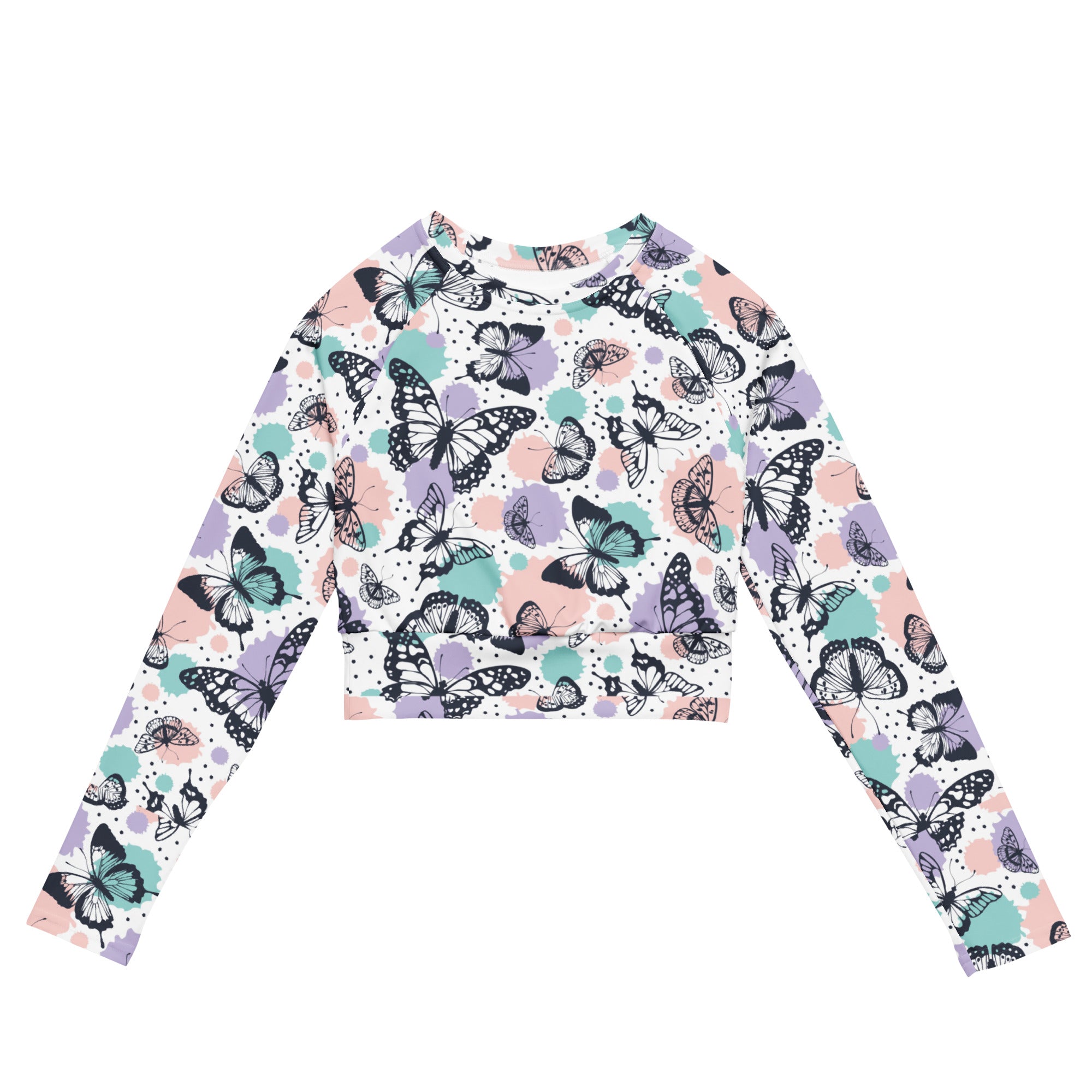 Women's Butterfly Long Sleeve Performance Crop Top