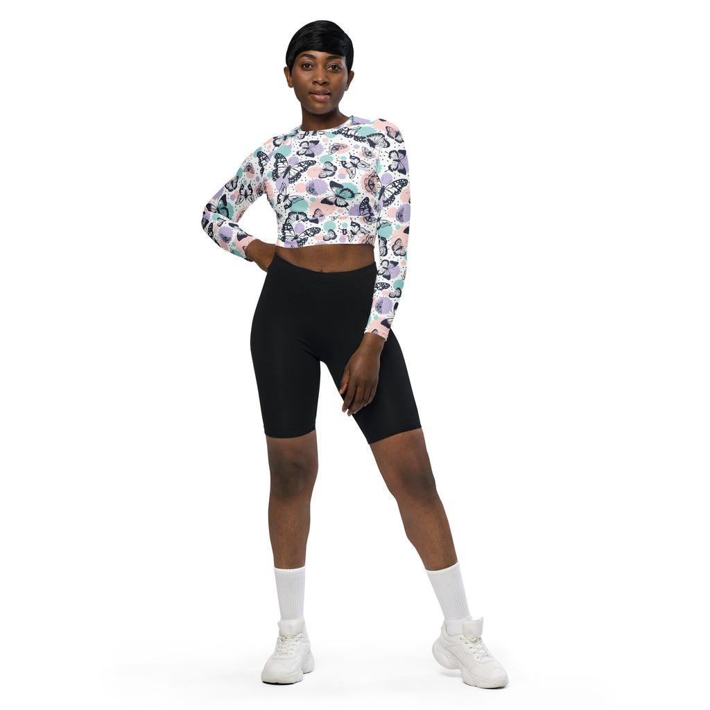Women's Butterfly Long Sleeve Performance Crop Top