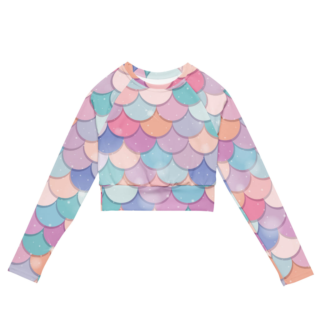 Women's Rainbow Mermaid Long Sleeve Performance Crop Top