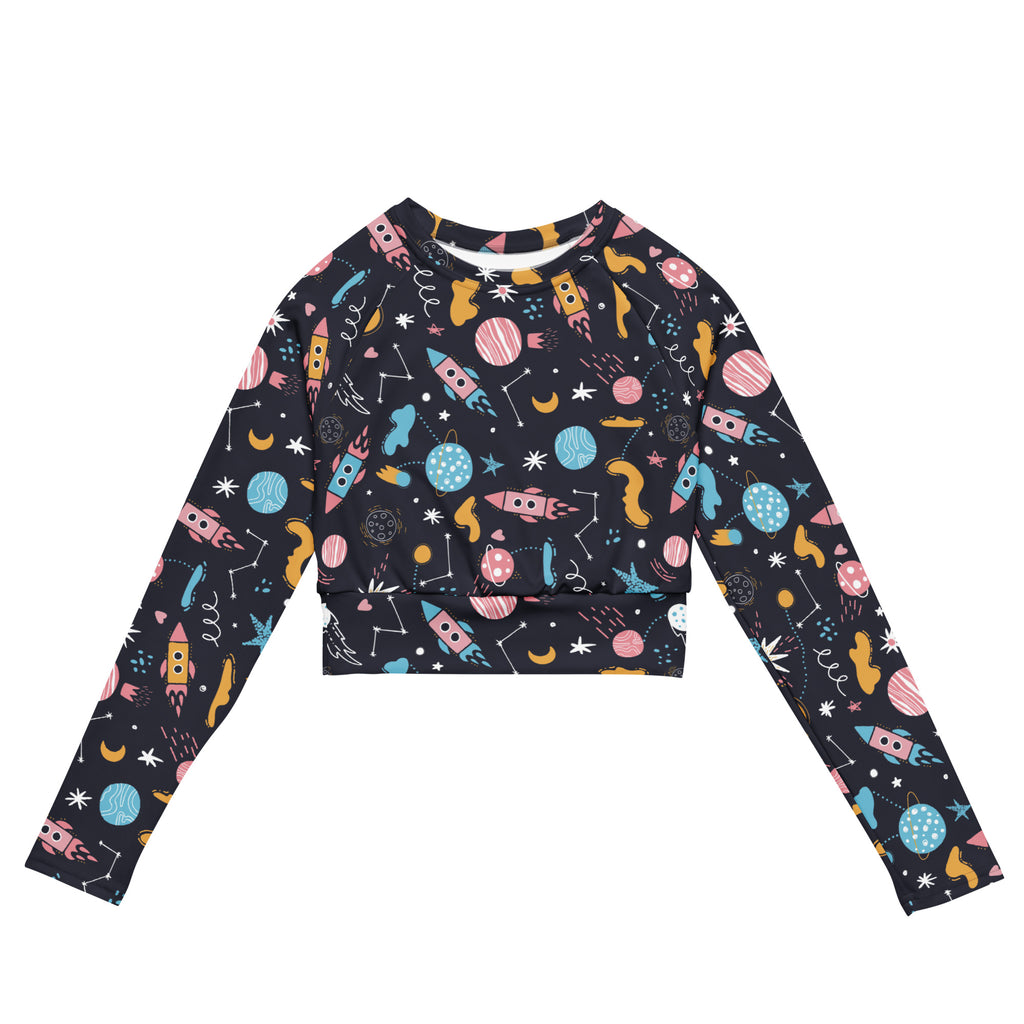 Women's Outer Space Long Sleeve Performance Crop Top