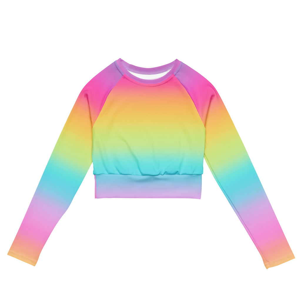 Women's Bright Rainbow Long Sleeve Performance Crop Top