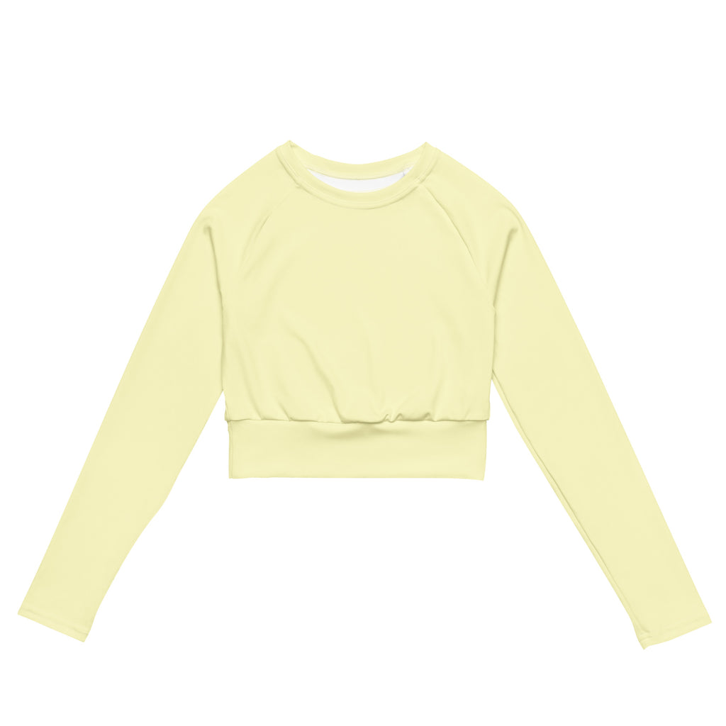 Women's Pastel Yellow Long Sleeve Performance Crop Top