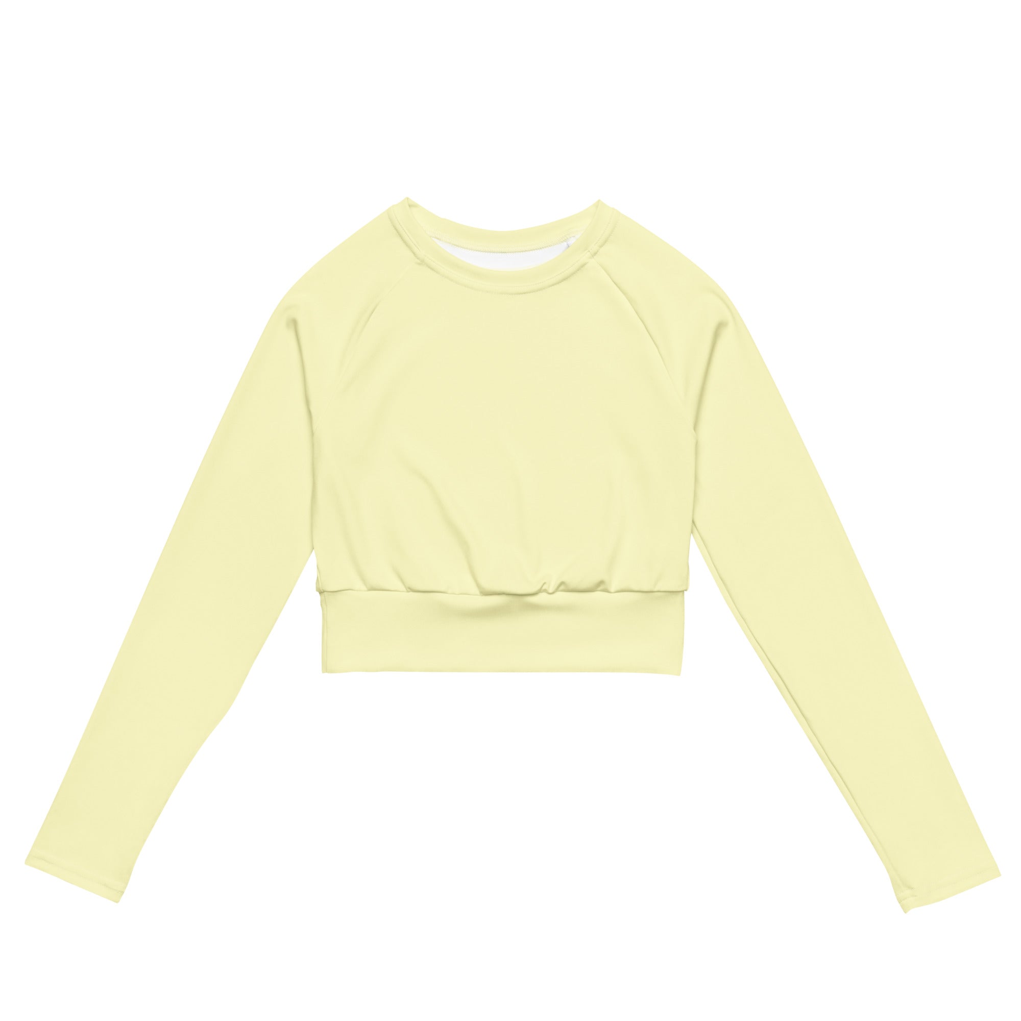 Women's Pastel Yellow Long Sleeve Performance Crop Top