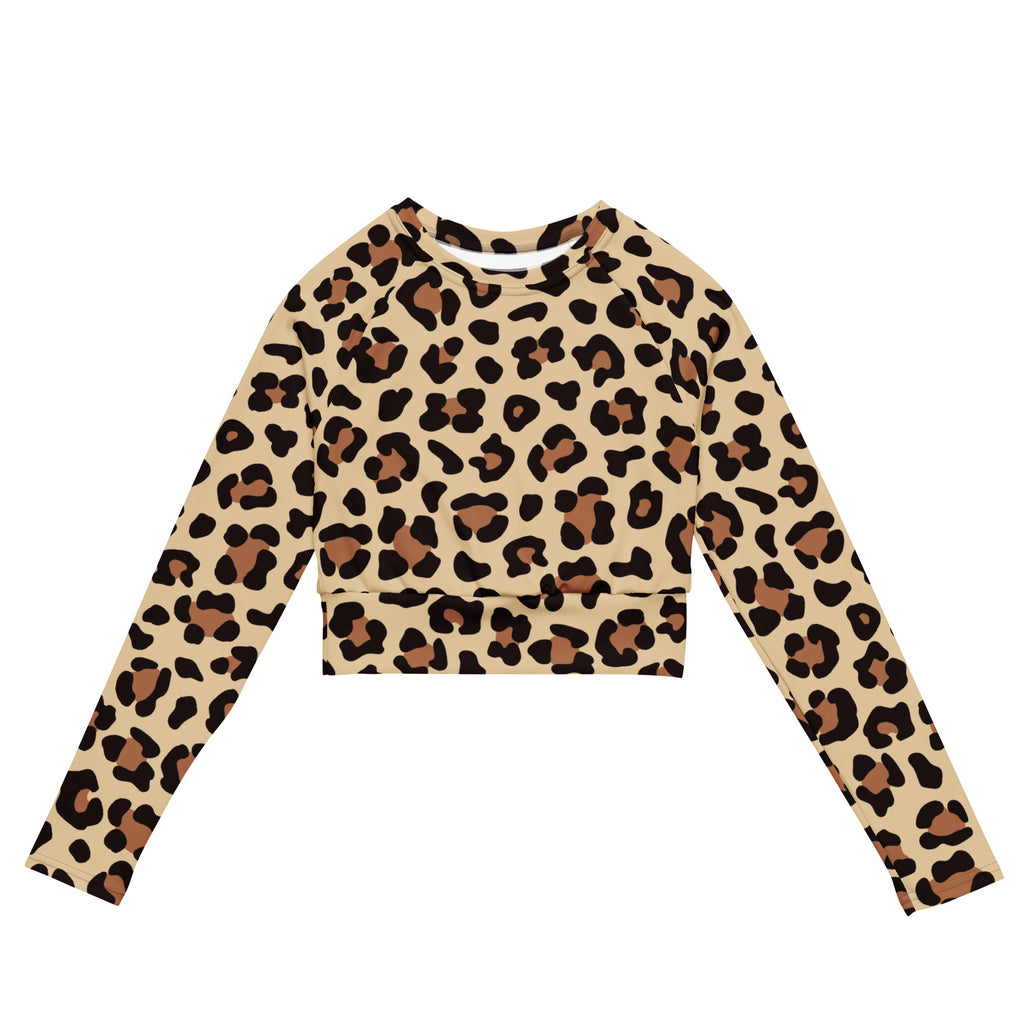 Women's Leopard Print Long Sleeve Performance Crop Top
