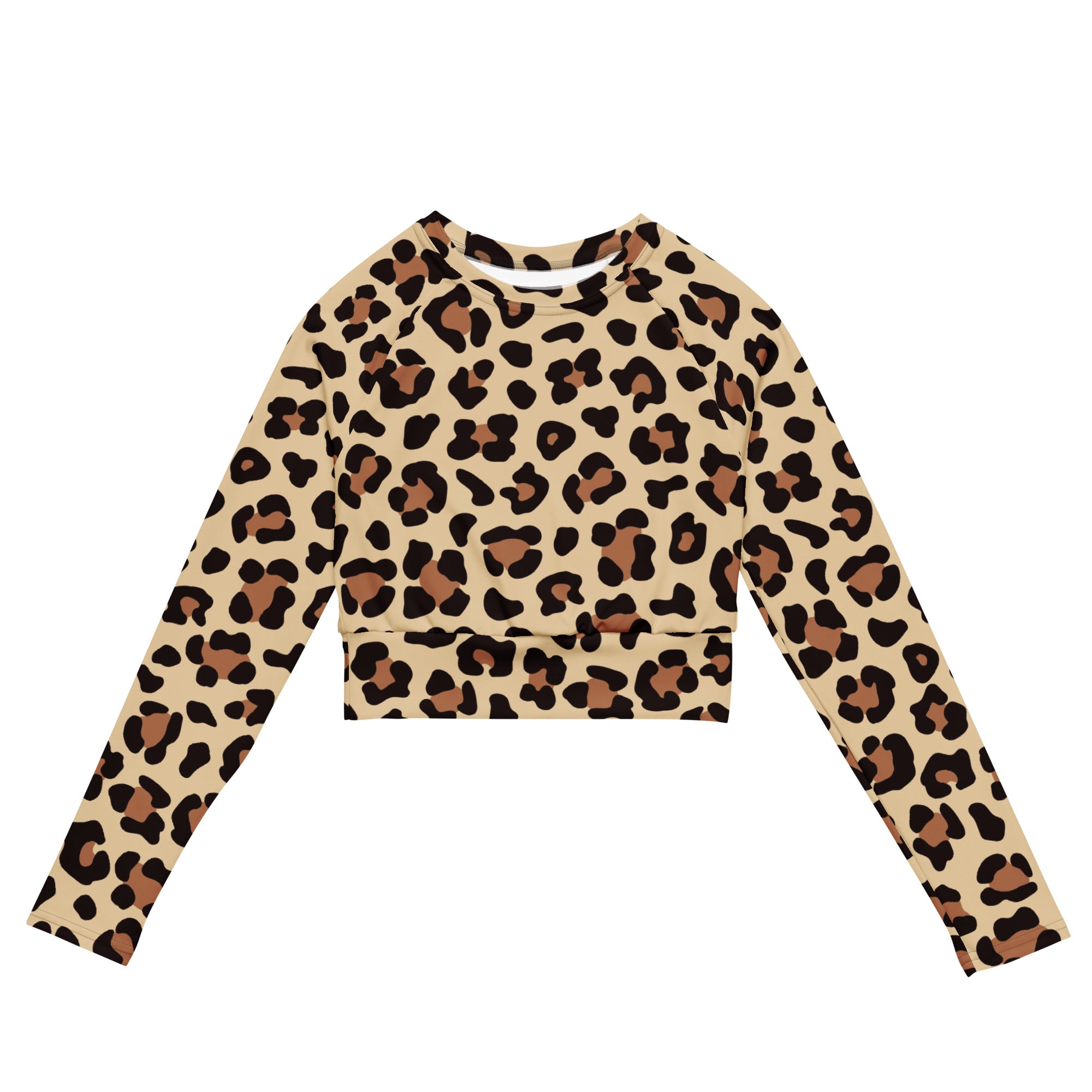 Women's Leopard Print Long Sleeve Performance Crop Top