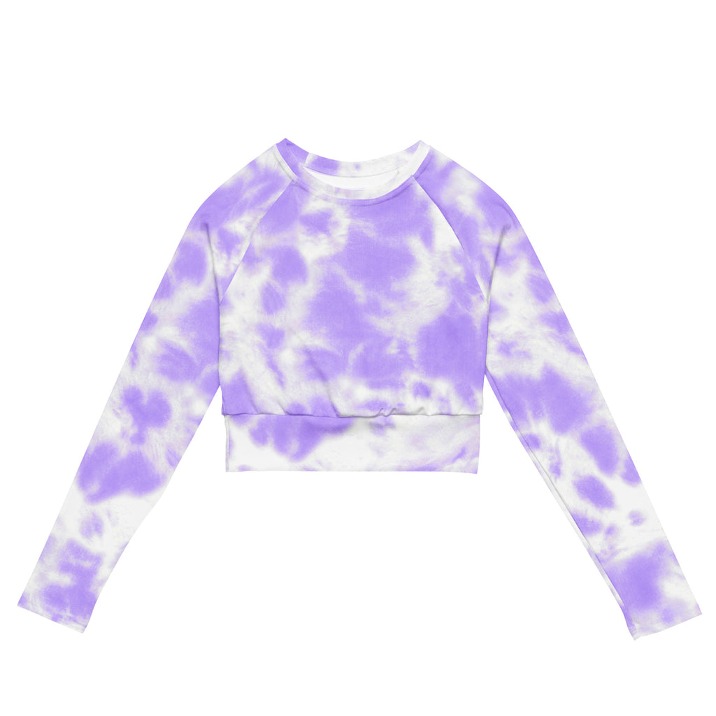Women's Purple Tie Dye Long Sleeve Performance Crop Top