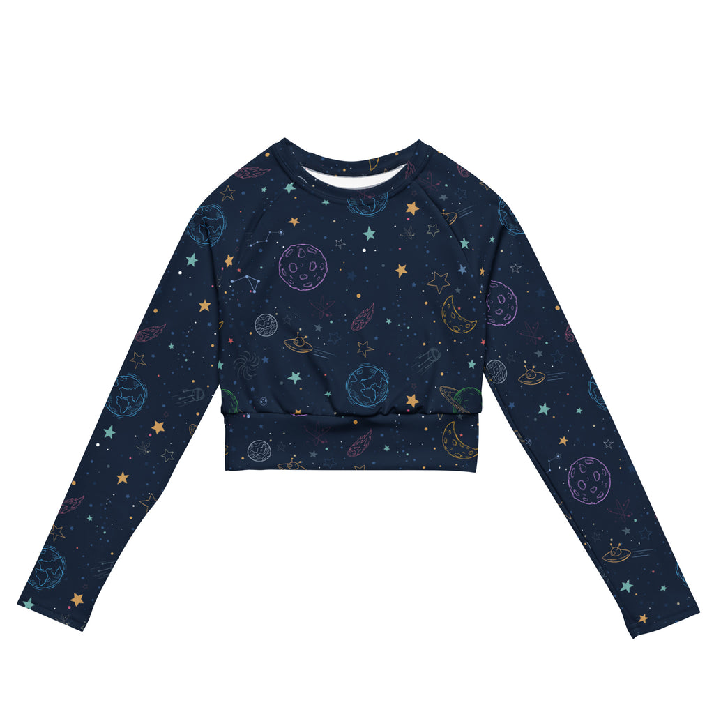 Women's Colorful Galaxy Space Long Sleeve Performance Crop Top
