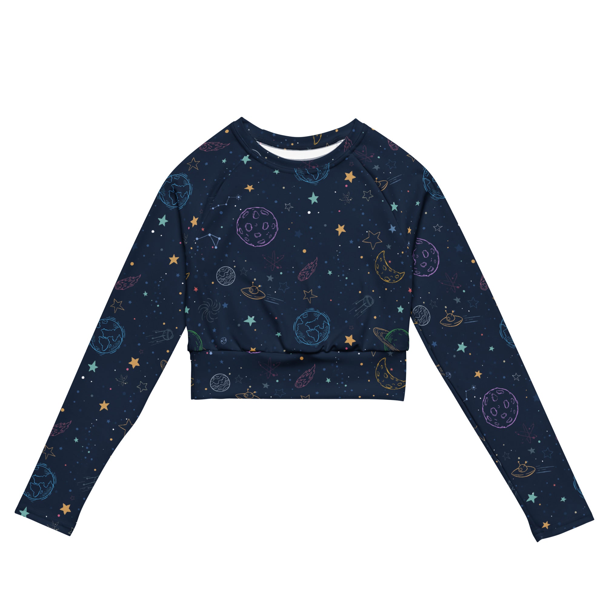 Women's Colorful Galaxy Space Long Sleeve Performance Crop Top