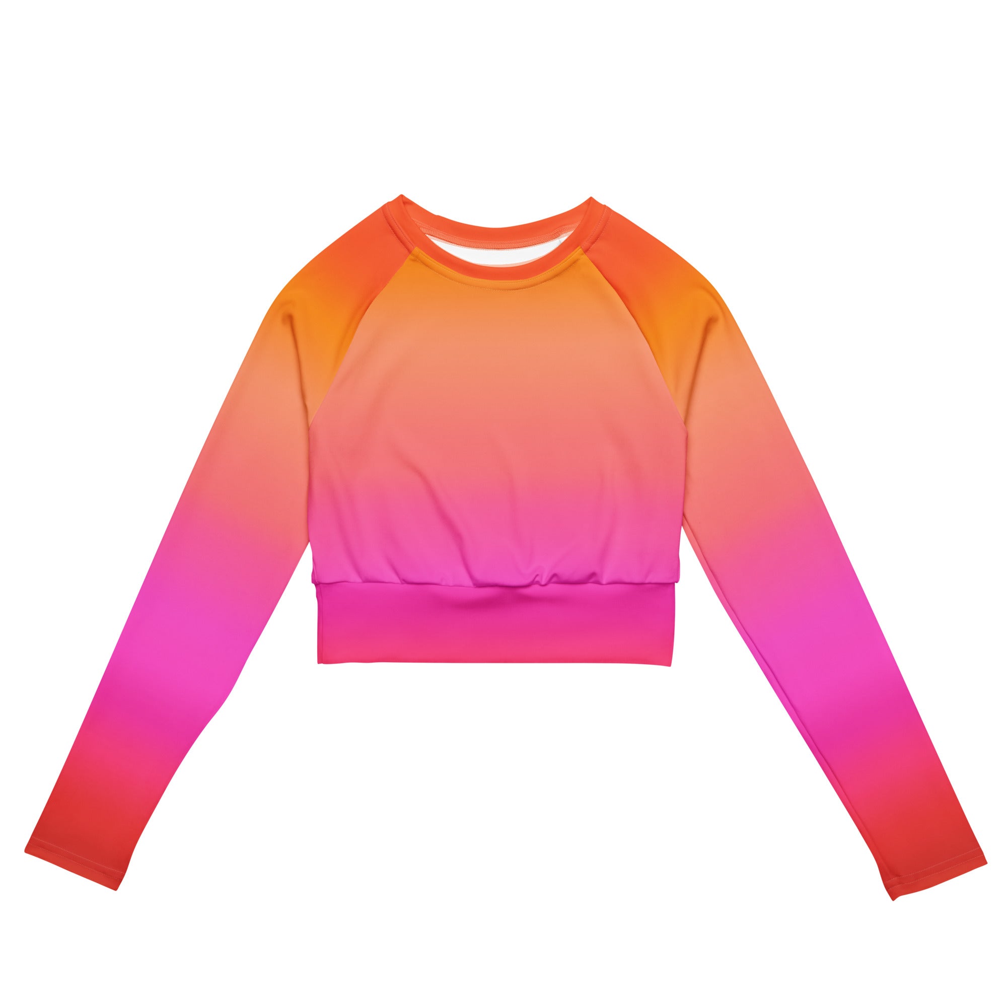 Women's Sunset Ombre Long Sleeve Performance Crop Top