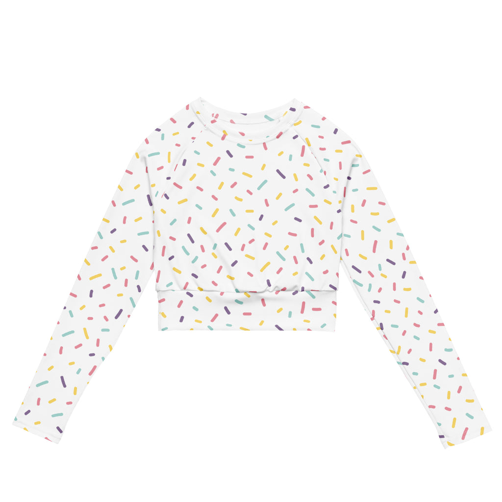 Women's Sprinkle Print Long Sleeve Performance Crop Top