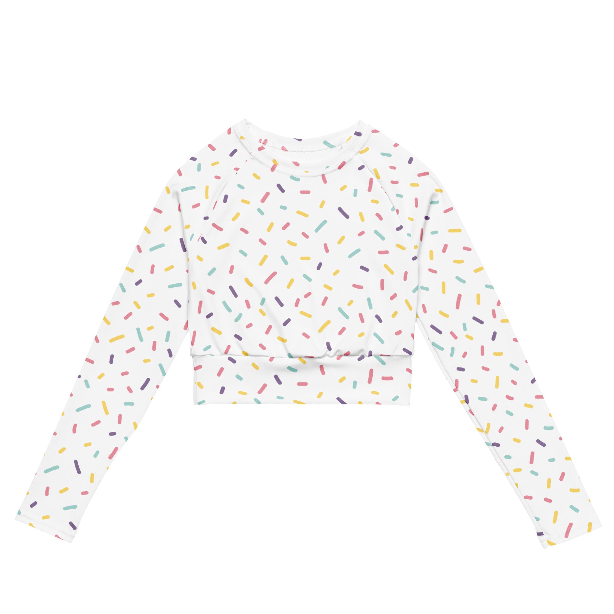 Women's Sprinkle Print Long Sleeve Performance Crop Top