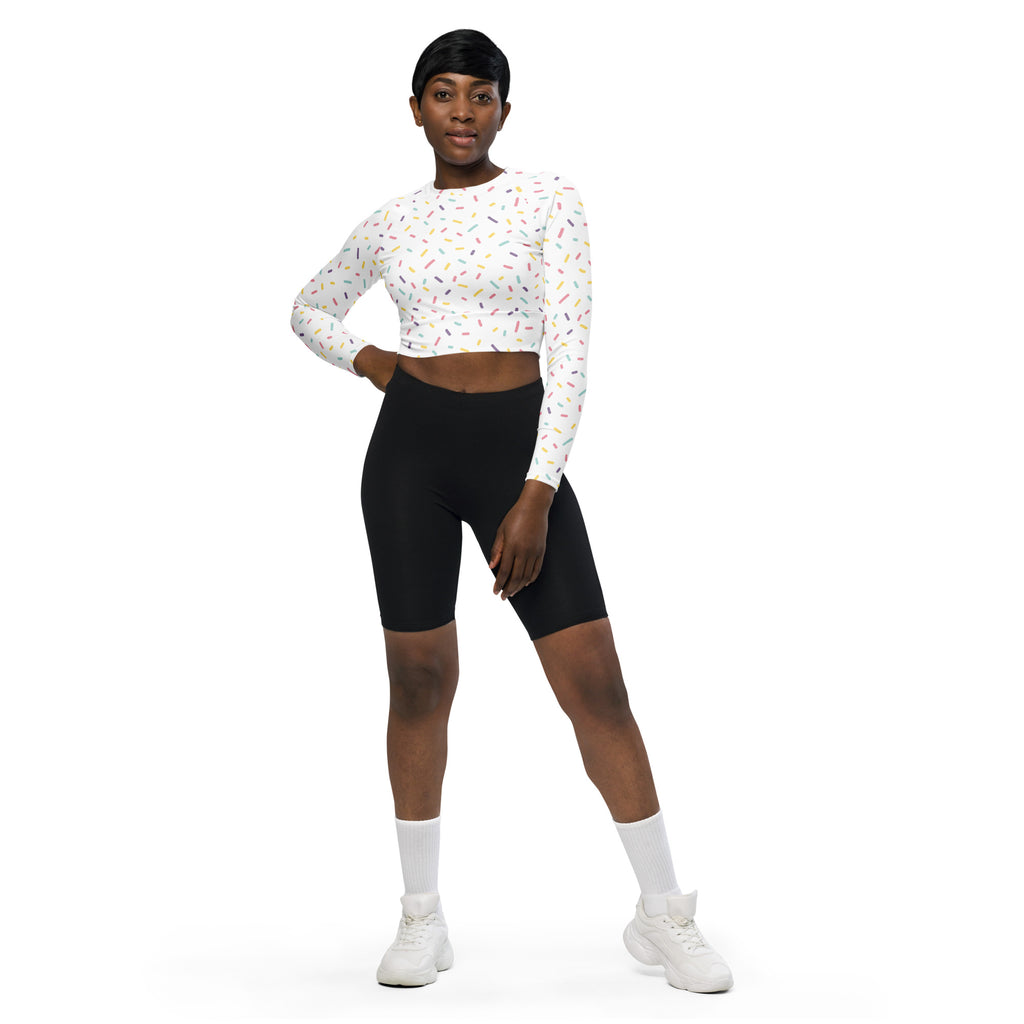 Women's Sprinkle Print Long Sleeve Performance Crop Top