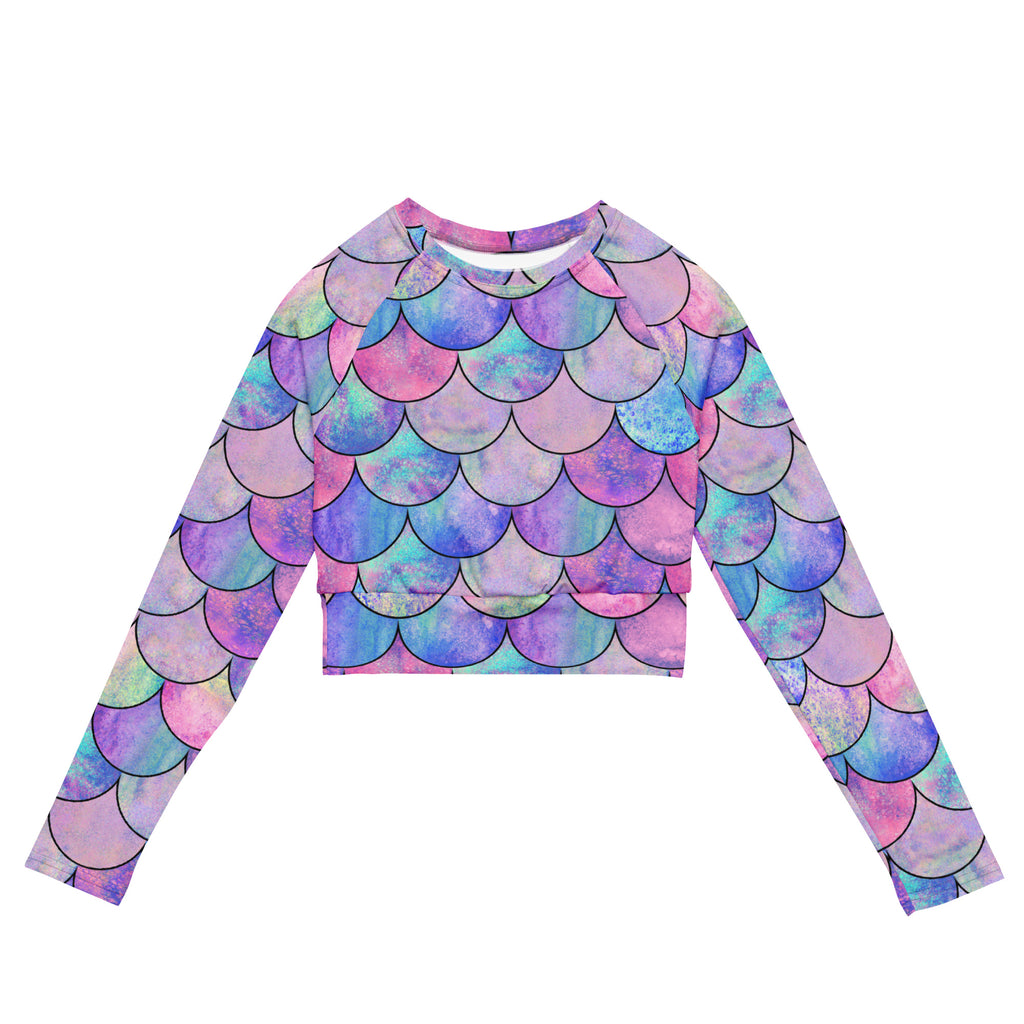 Women's Pastel Mermaid Long Sleeve Performance Crop Top