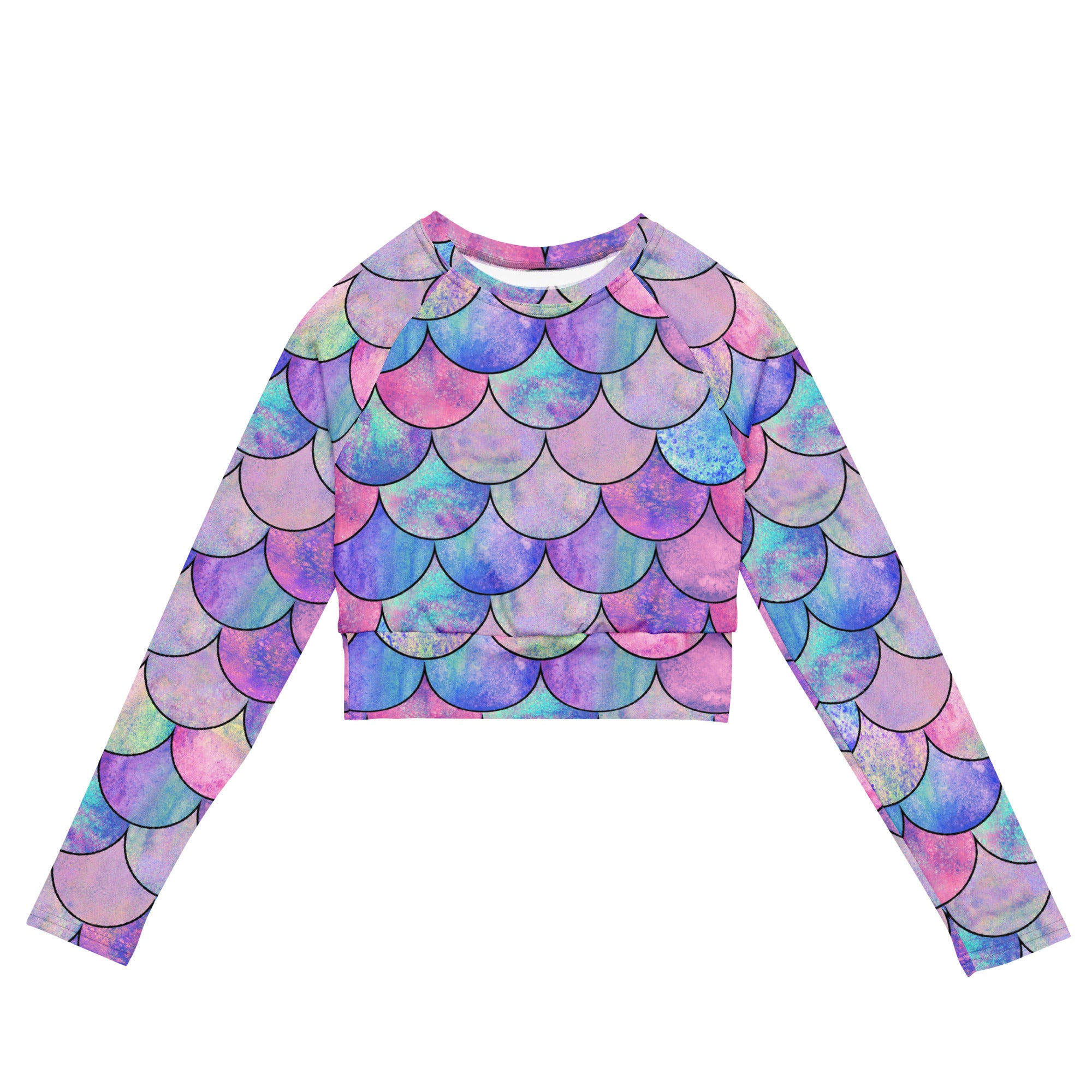 Women's Pastel Mermaid Long Sleeve Performance Crop Top