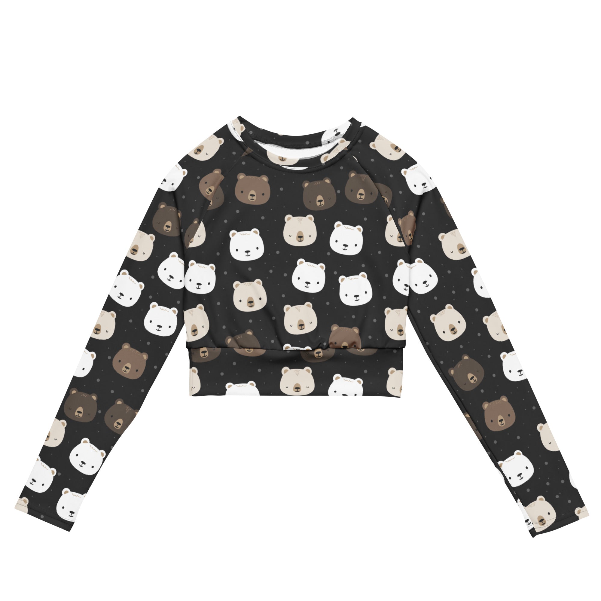 Women's Cute Bear Long Sleeve Performance Crop Top