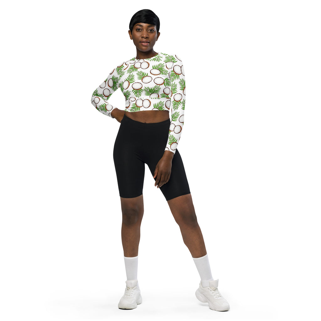 Women's Coconut Palm Long Sleeve Performance Crop Top