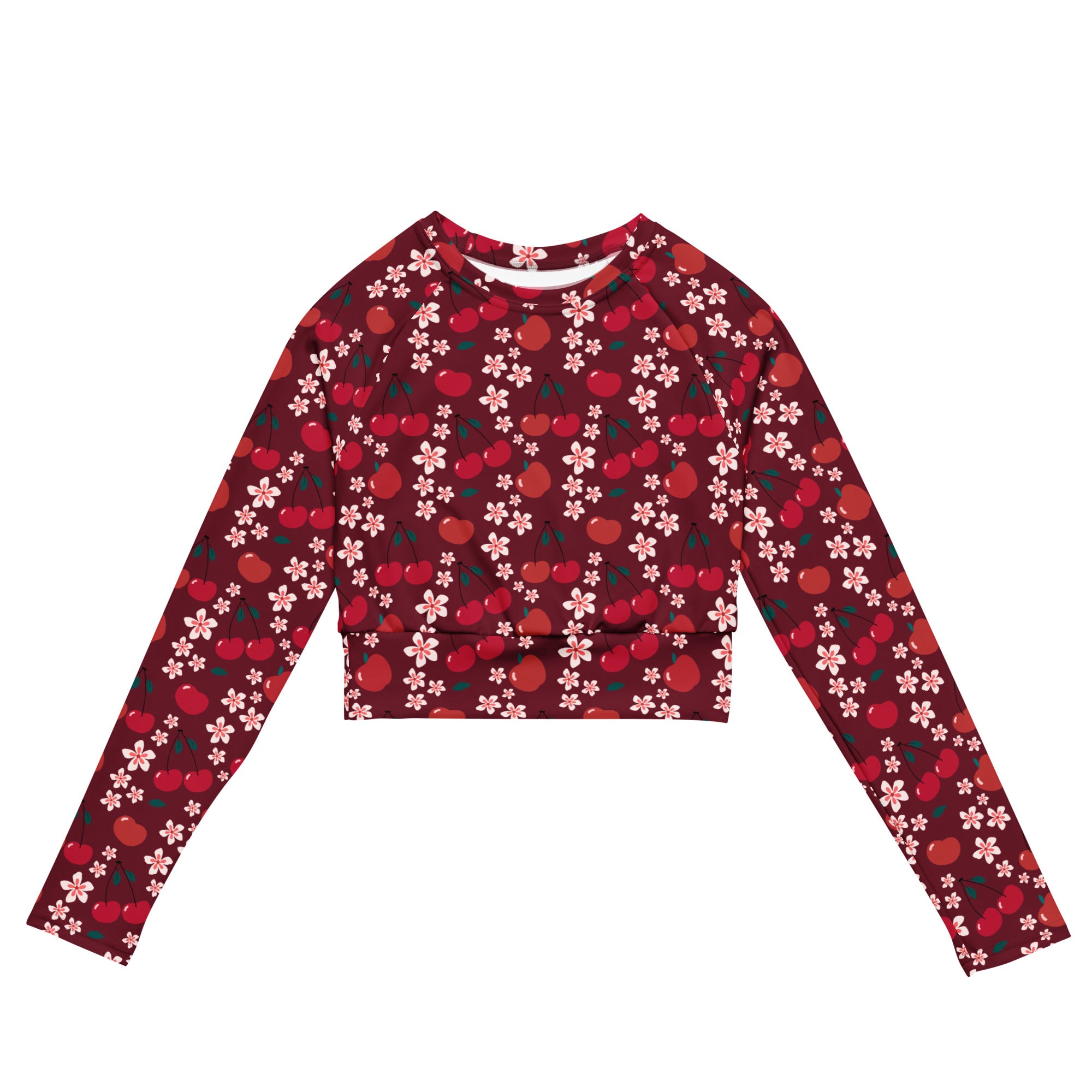 Women's Cherry Blossom Long Sleeve Performance Crop Top