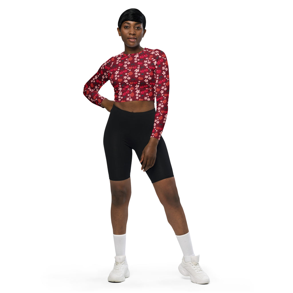 Women's Cherry Blossom Long Sleeve Performance Crop Top