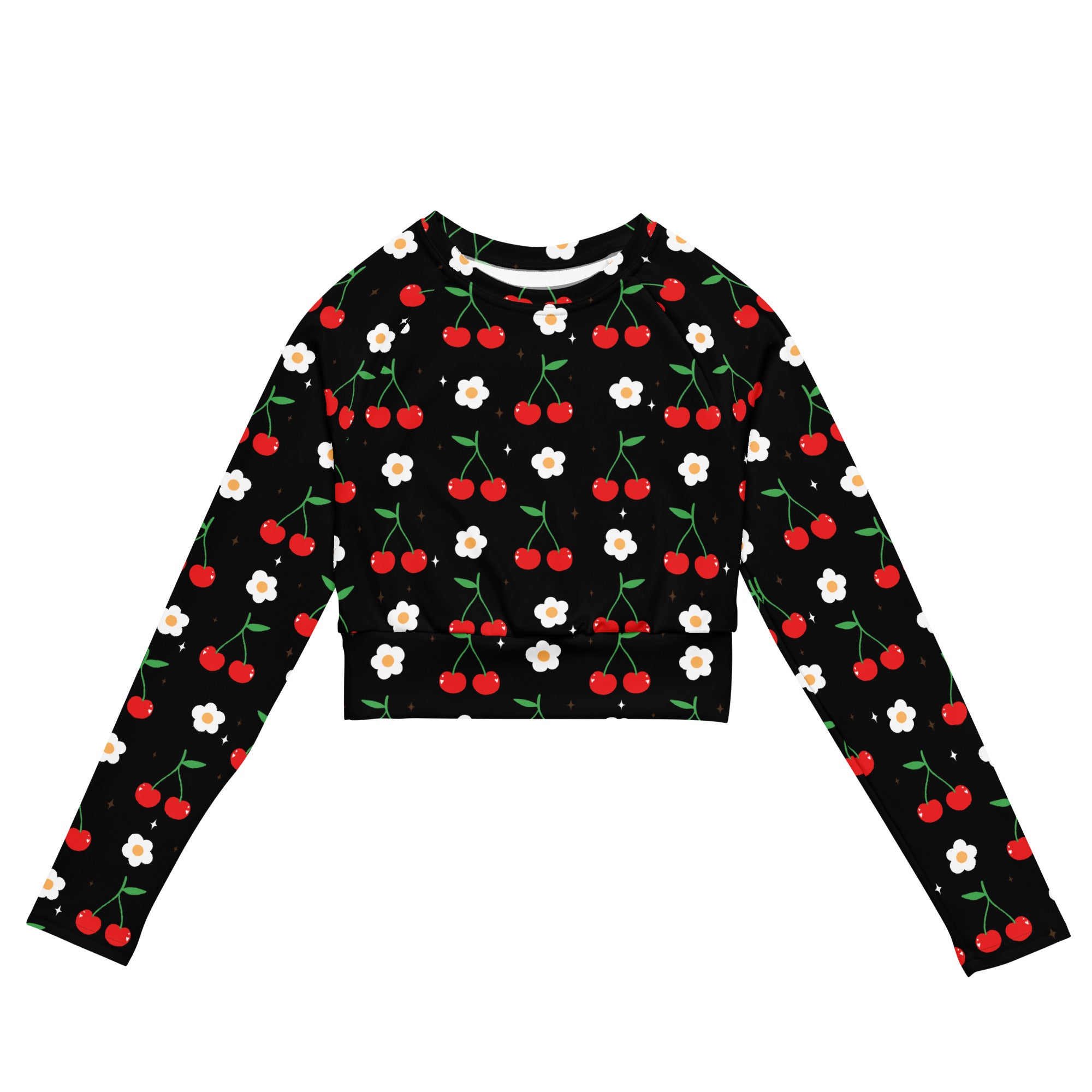 Women's Black Cherry Long Sleeve Performance Crop Top